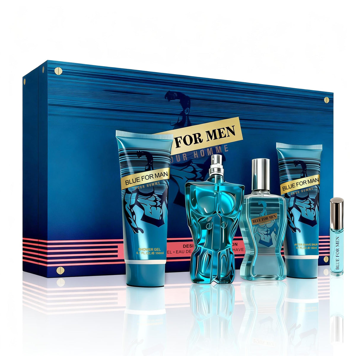Blue For Men 5pcs Luxury Cologne Perfume Gift Set for Men - A CENTER Official Imagery - 2