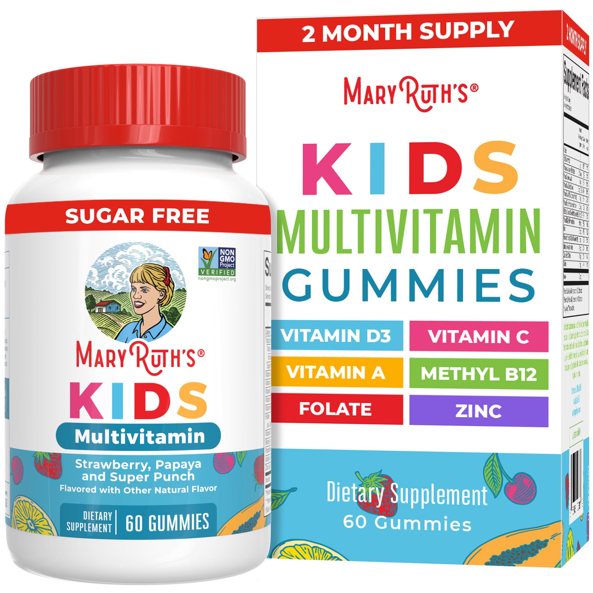 MARYRUTH'S Kids Multivitamin Gummies, Sugar Free, 2 Month - Product Imagery