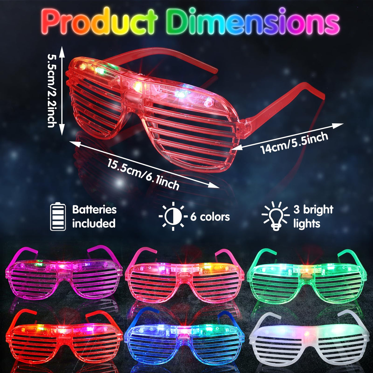 Honoson 96 Pack Glow in the Dark Party Supplies for Adults, Vibrant Color – close-up detail in Vibrant Color