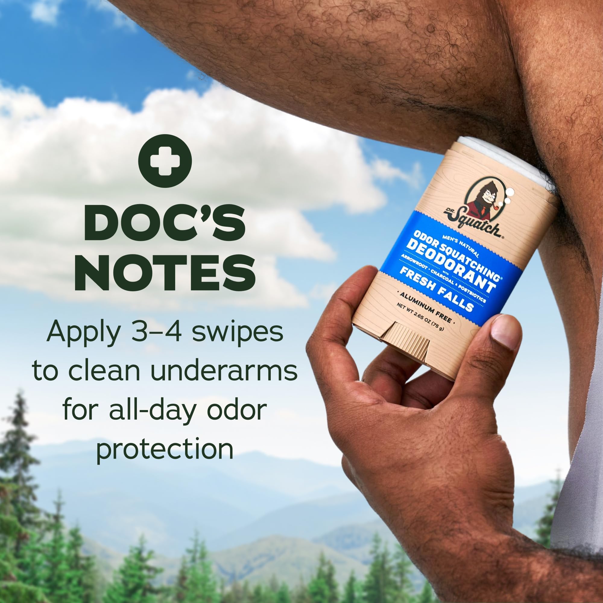 Dr. Squatch natural body deodorant 2-pack featuring Coconut Castaway and Fresh Falls scents, with stick applicators.