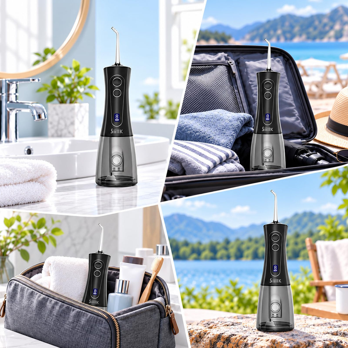 Water Dental Flosser Electric Water Flosser 5 Jet Tips Black - siillk Official Imagery - 4