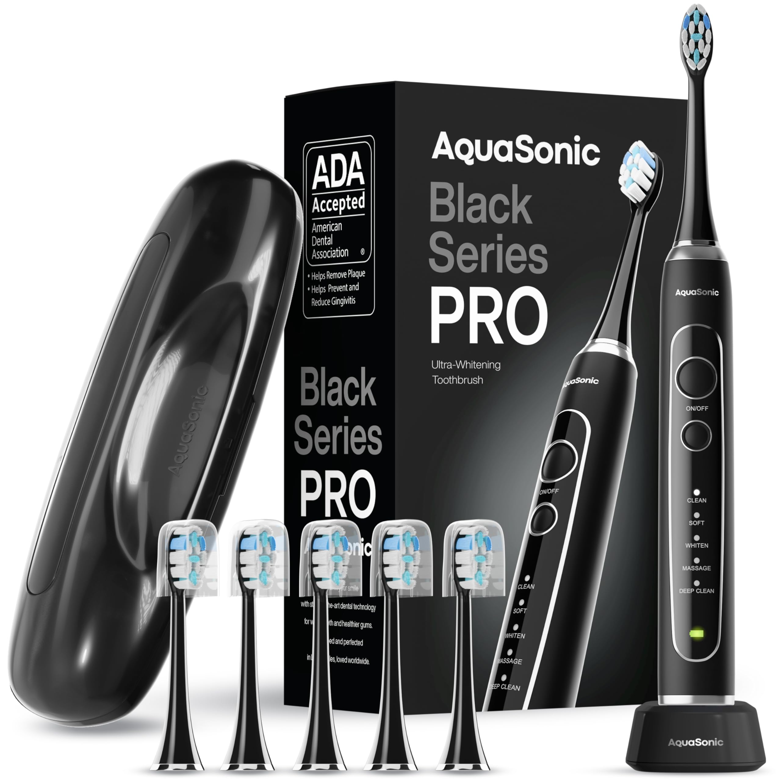 Aquasonic Black Series PRO – Ultra-Whitening Electric Toothbrush - Product Imagery