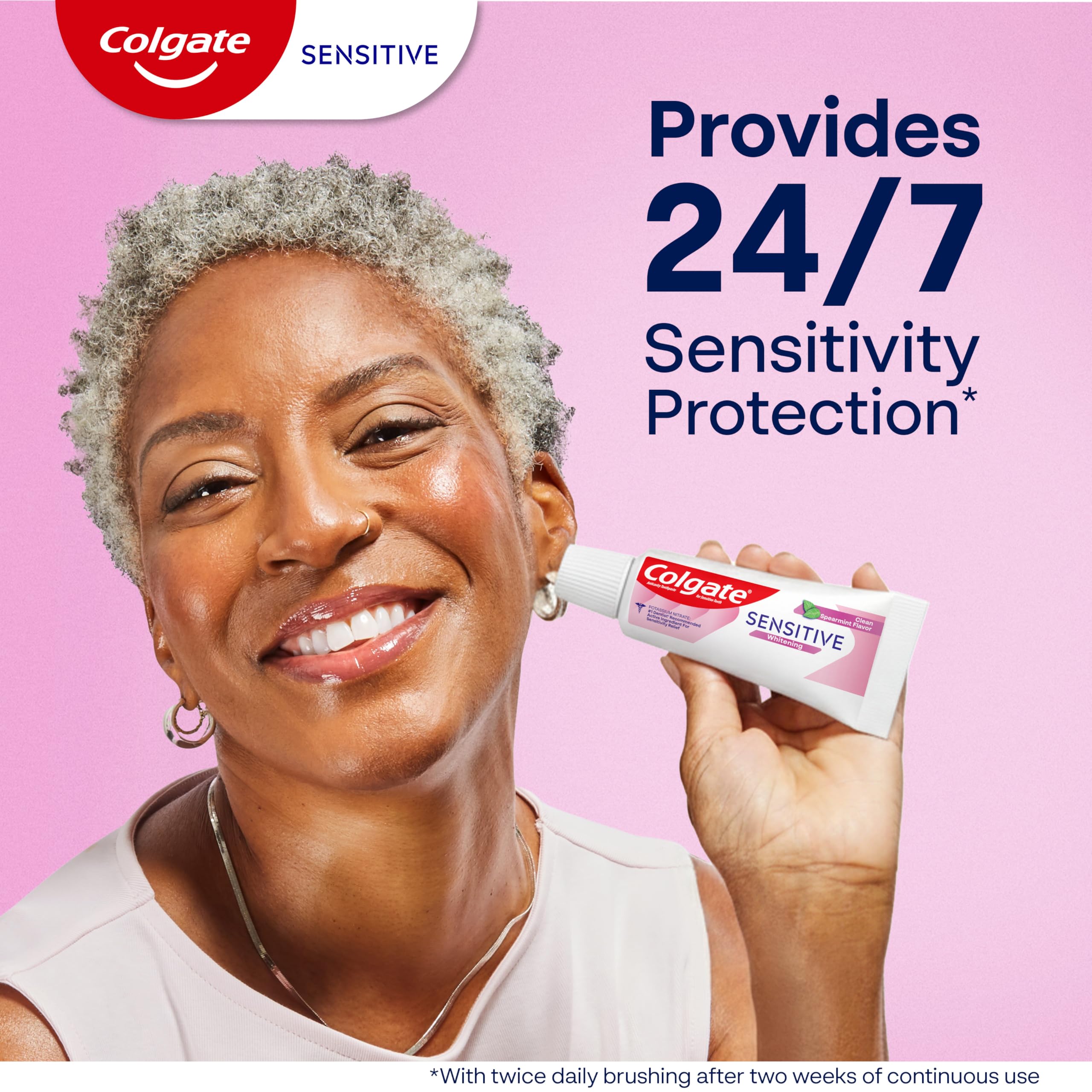 Colgate Whitening Sensitive Toothpaste Gel, Clean Spearmint, 3 Pack, 6 oz