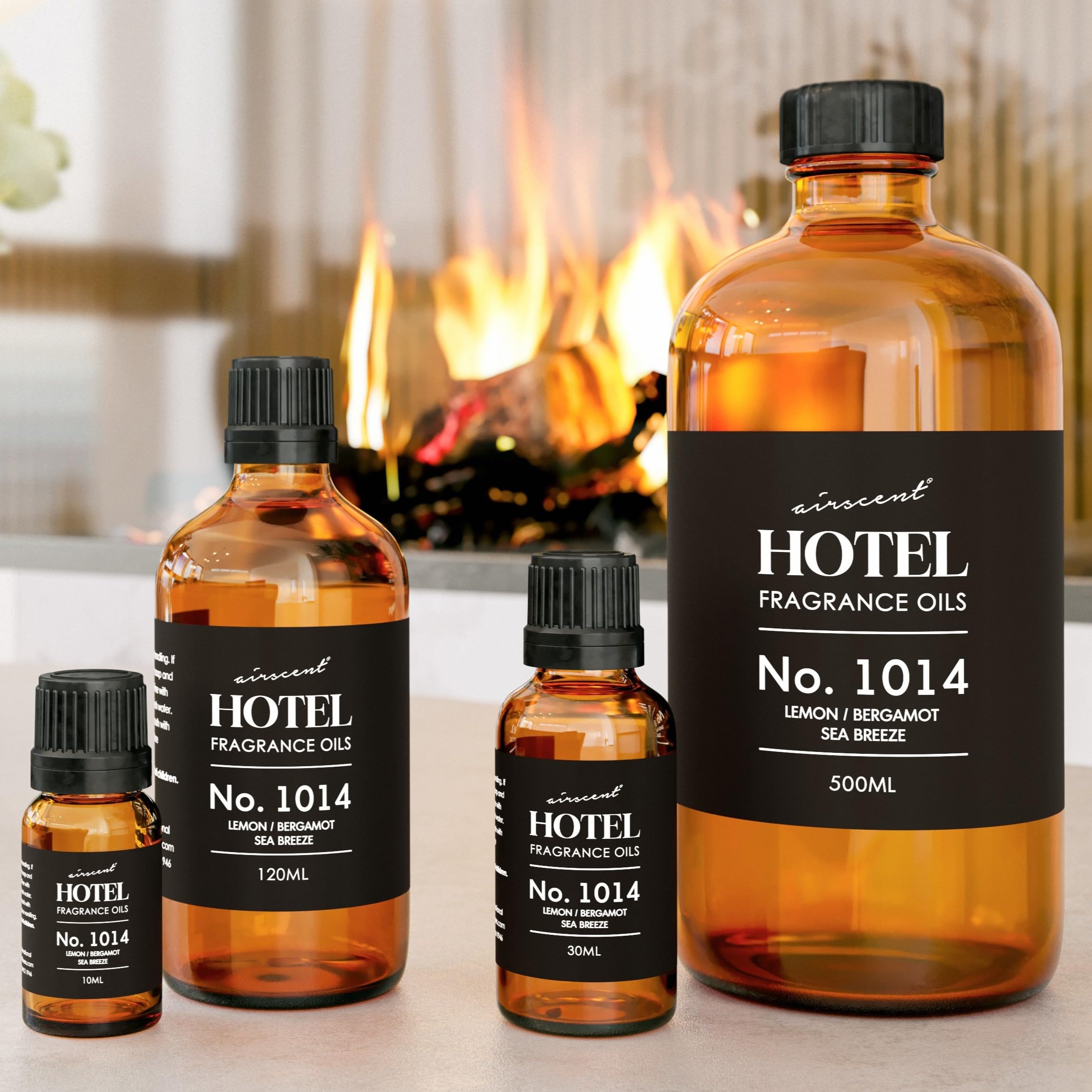 Air-Scent Hotel Diffuser Oil No. 1014, 10 mL bottle of essential oil with a clear glass container and natural fragrance.