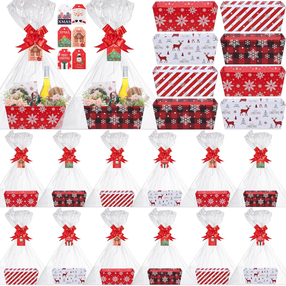 Cholemy 48 Pcs 12 Set Christmas Baskets for Gifts Empty 12 - Cholemy Official Imagery - 1