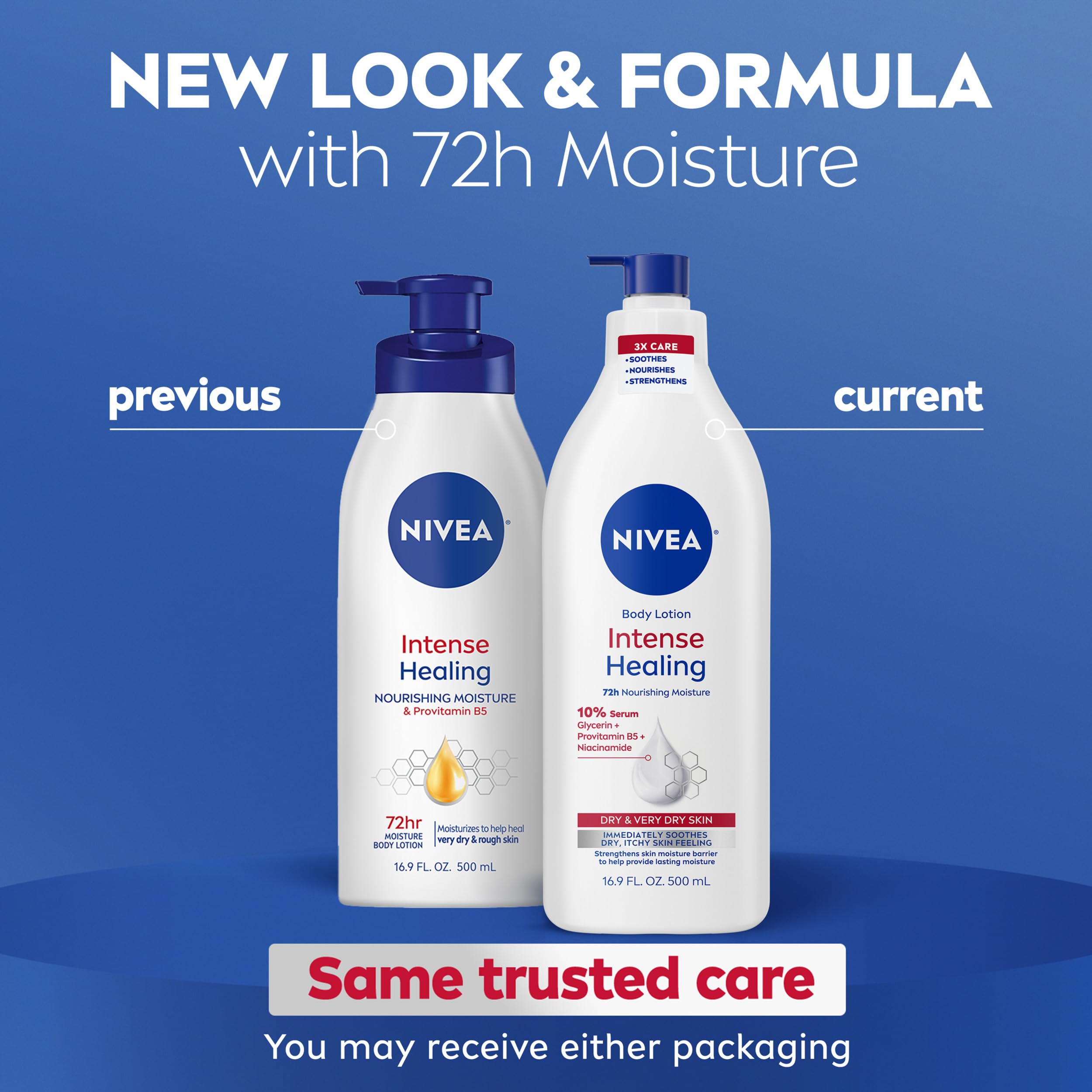 NIVEA Intense Healing Body Lotion, 72-Hour Moisturizing Lotion,16.9 FL OZ