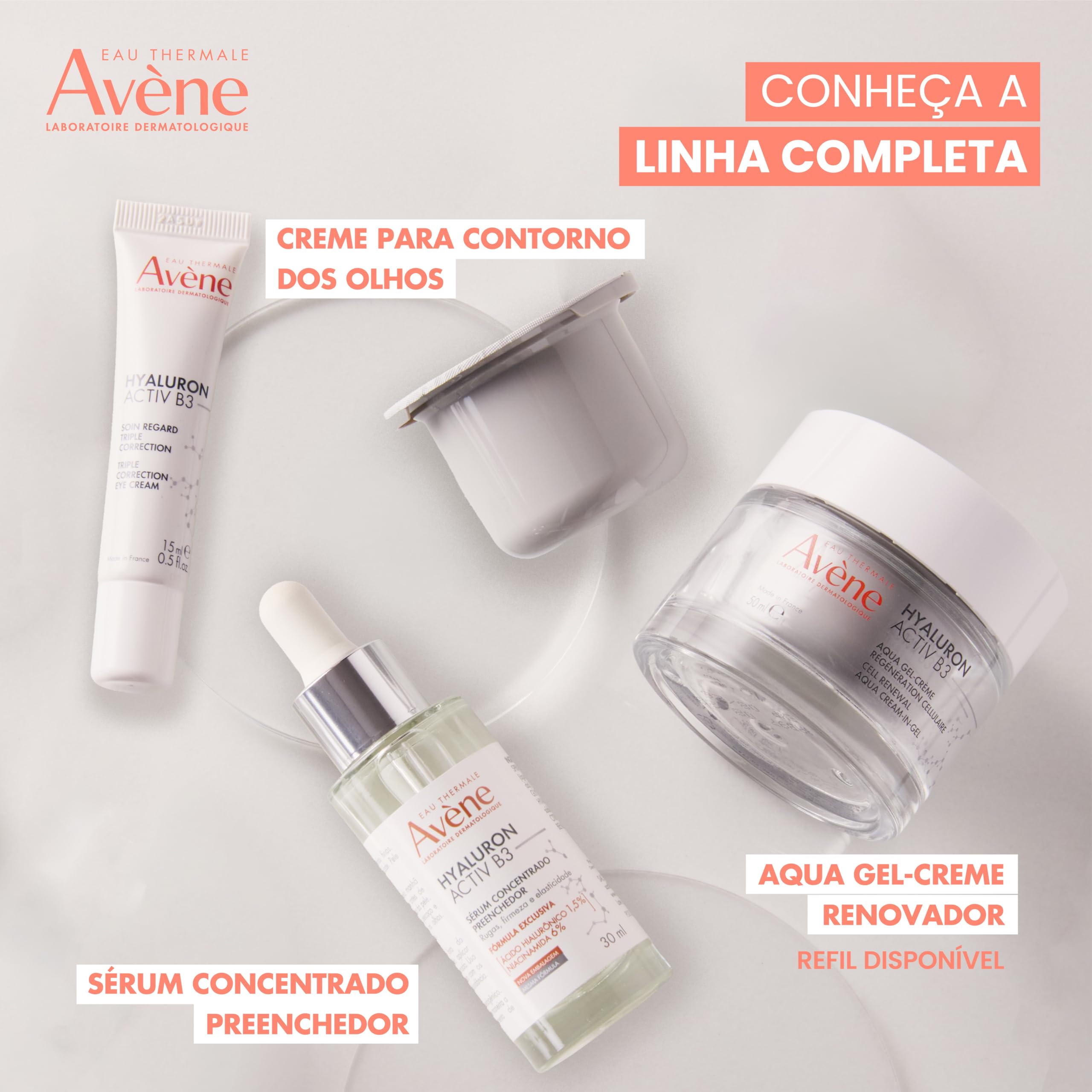 Eau Thermale Avène Hyaluron Activ B3 plumping anti-aging skin serum in 1 fl oz bottle, showing the product packaging and applicator