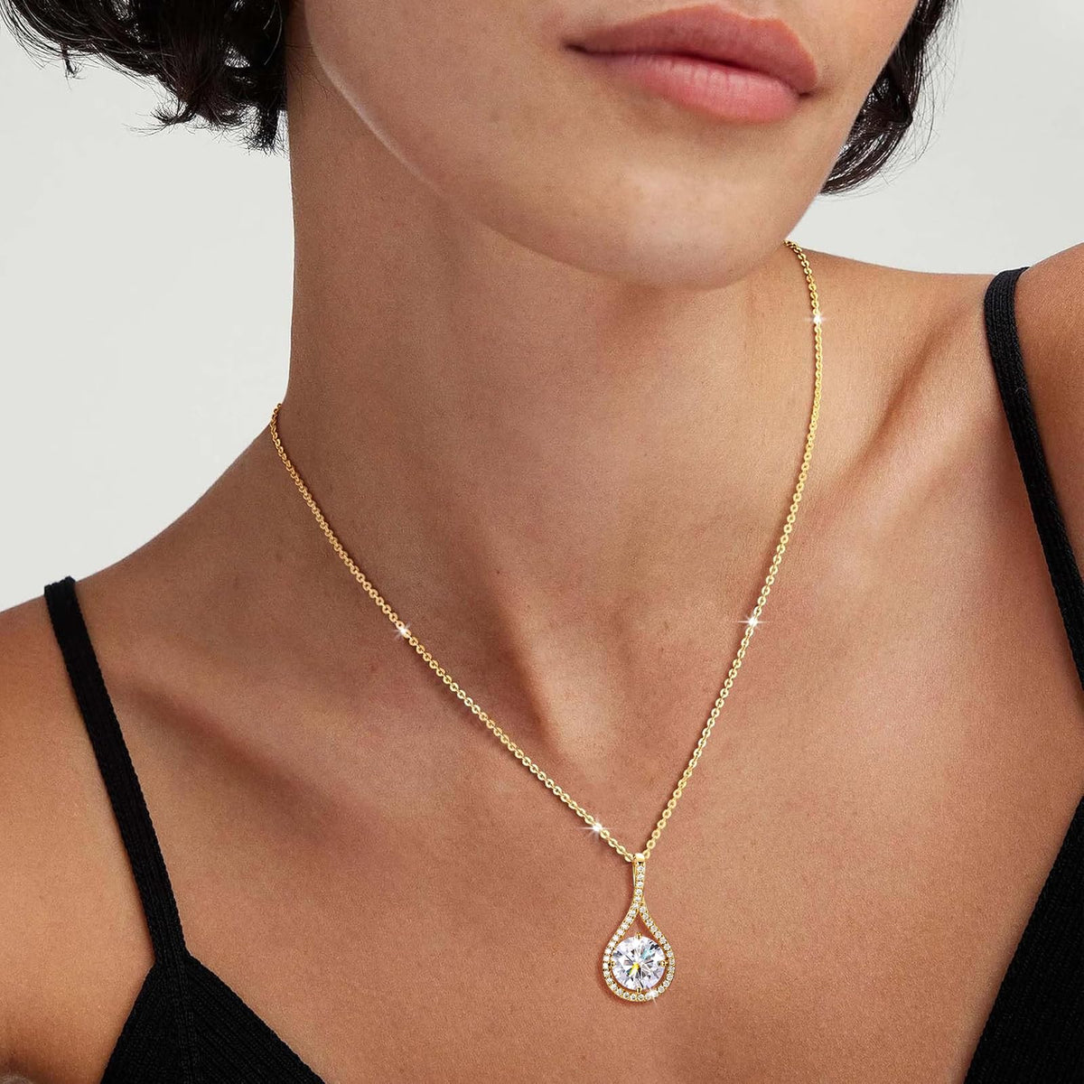 E-EMERMAKING Moissanite Necklace Gift for Women, 925 Sterling Silver 18K White/Yellow Gold Vermeil 0.5-6.0CT Moissanite 