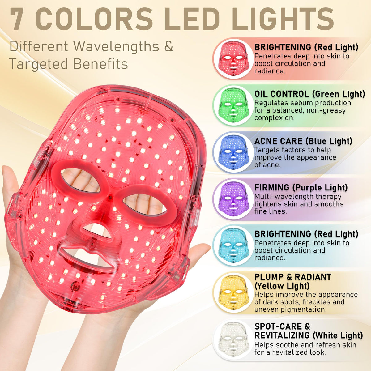 Red Light Therapy for Face 7 Colors LED Face Mask - zorendi Official Imagery - 3