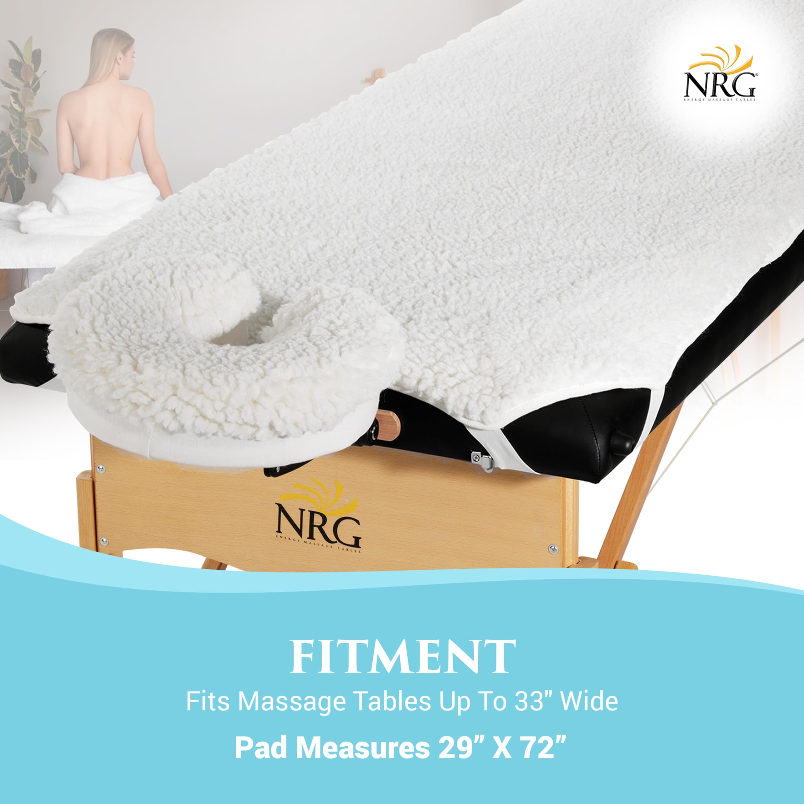 Fleece Massage Table Pad & Face Cradle Cover By NRG - Hypoallergenic Fleece Massage Pad Cushion & Face Cradle Cushion for Massage Tables & Esthetician Beds - Soft Thick Hypoallergenic Fleece