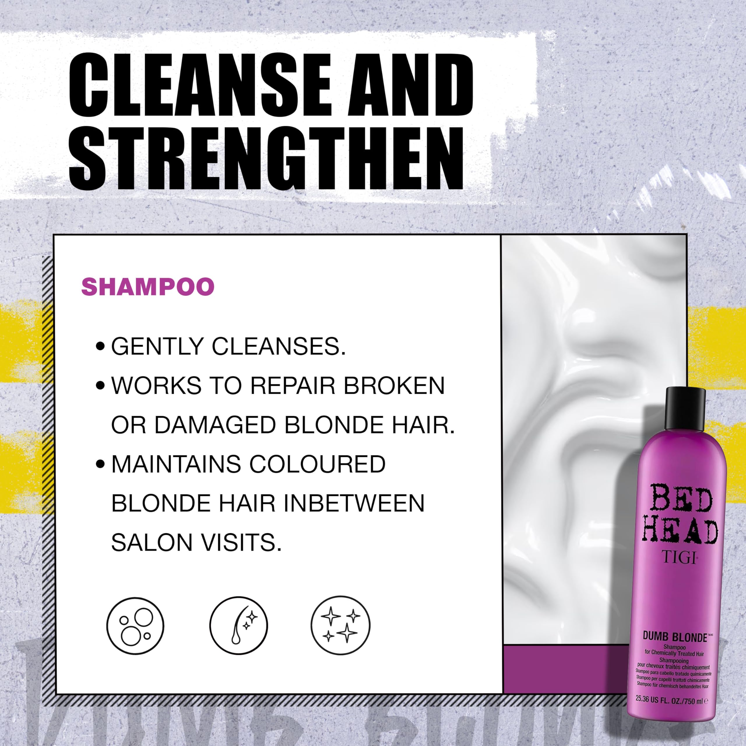 Bed Head by TIGI Dumb Blonde Restoring Shampoo and Conditioner Duo for Damaged Blonde Hair, 25.36 fl oz
