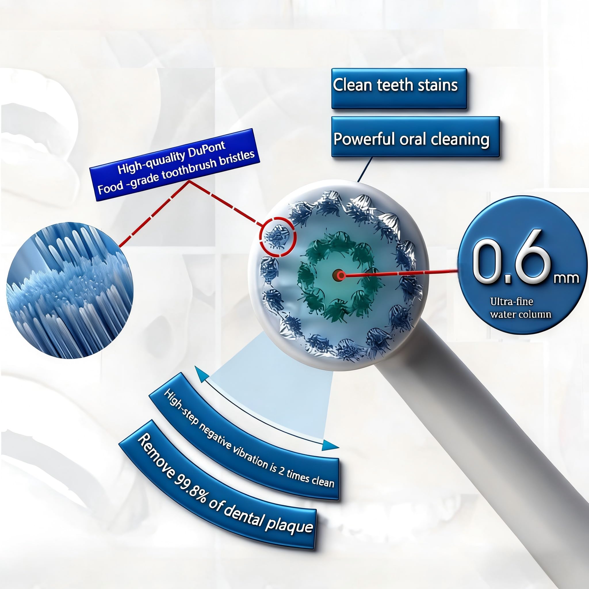 Waterpik compatible oral irrigator replacement brush heads, 3-pack, designed for effective dental cleaning and gum health.