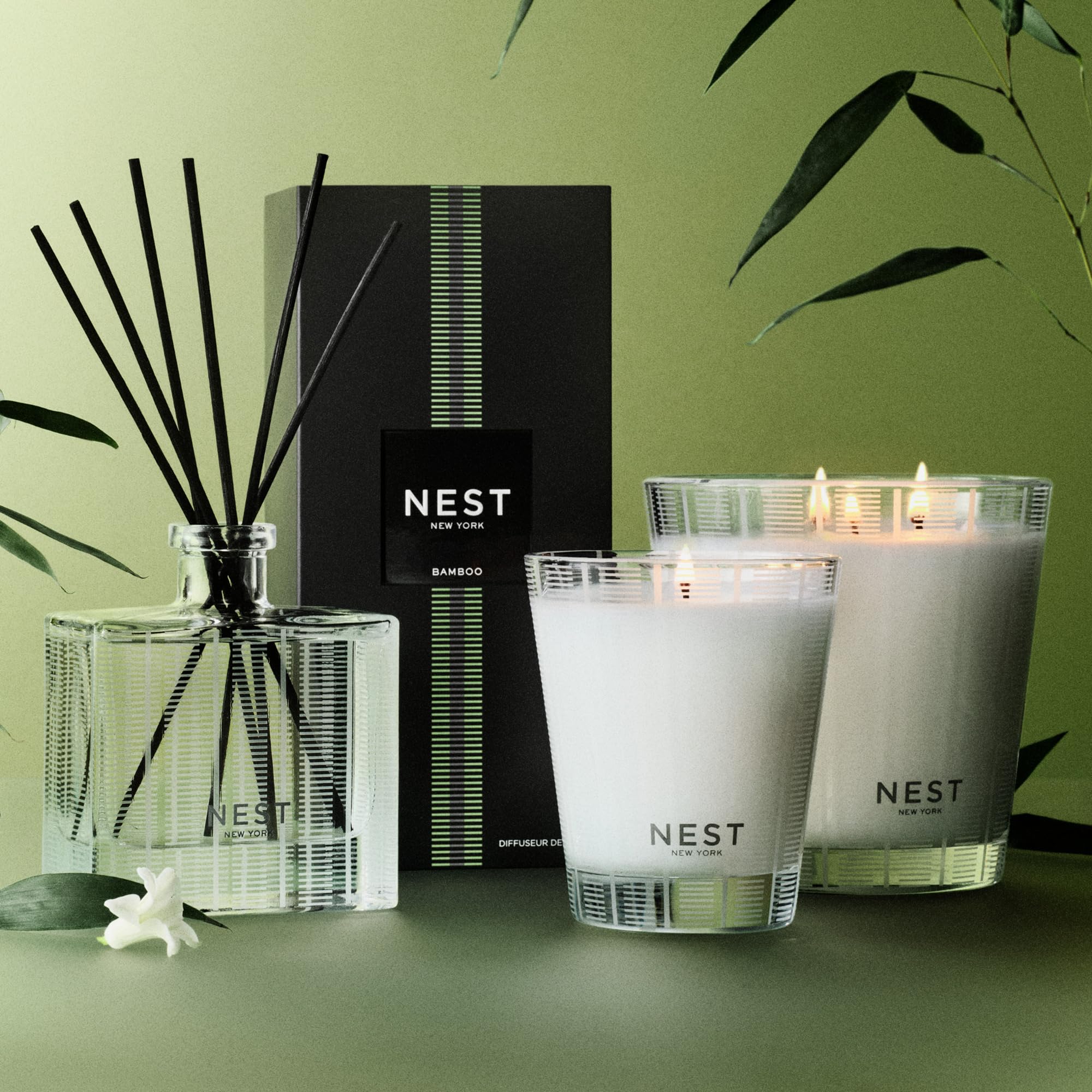 NEST New York bamboo reed diffuser refill bottle with 5.9 fl oz of aromatic liquid for home scenting.