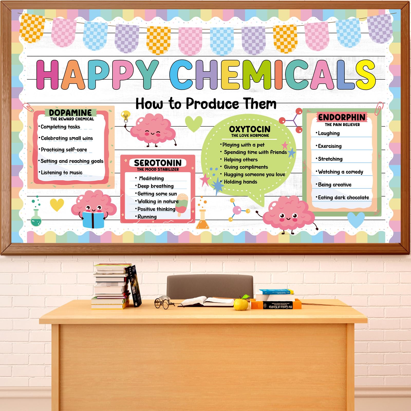 Mental Health Bulletin Board Set Happy Chemicals Poster - Product Imagery