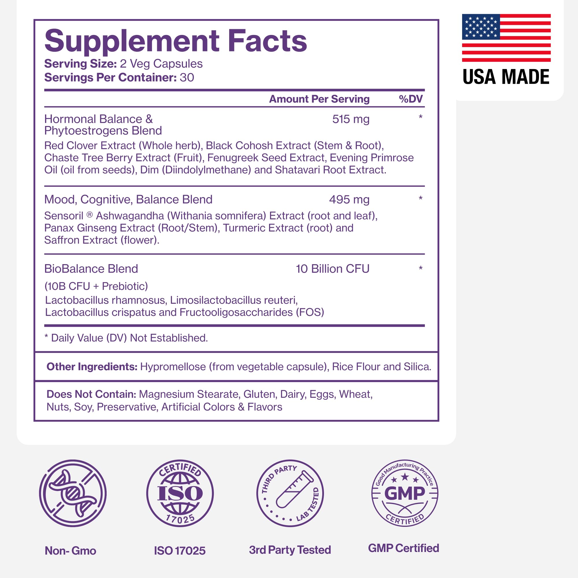 Menopause Supplements for Women, Hot Flashes & Night Sweats, 60 Count