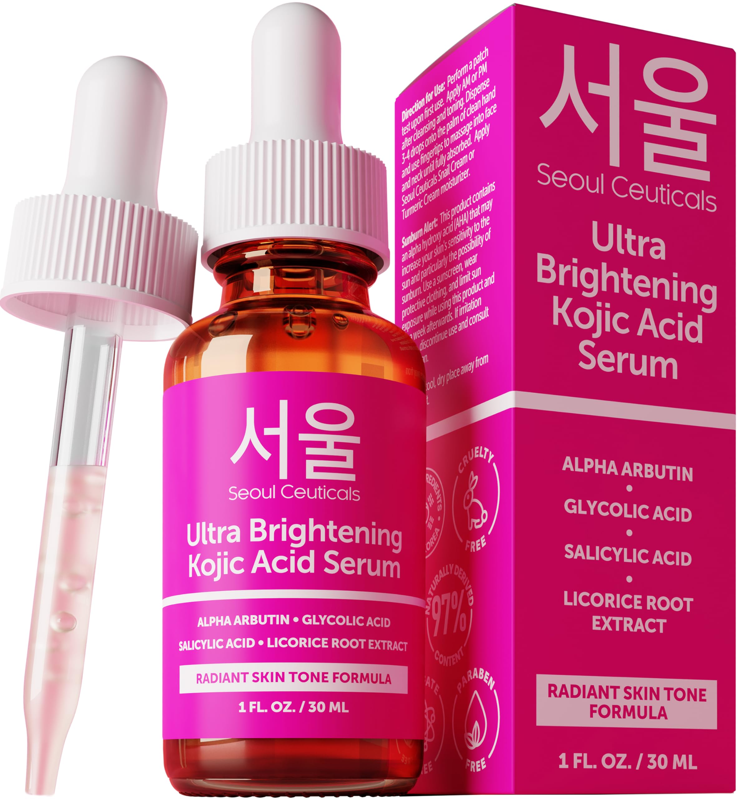 SeoulCeuticals Korean Skin Care Kojic Acid Serum Dark Spot - Product Imagery