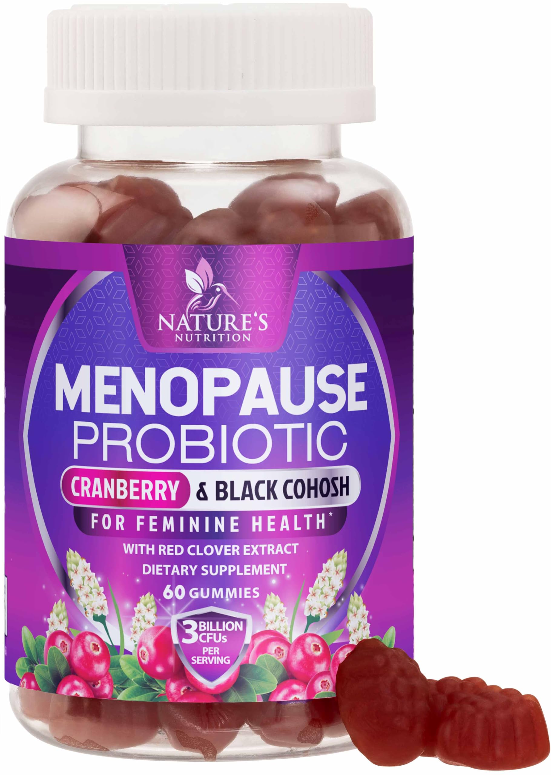 Menopause Probiotic Gummies for Women - Advanced Menopause Relief for Women with Black Cohosh - Complete Women's Probiotics Gummy Supplements for Mild Hot Flashes & Night Sweats Support - 60 Gummies