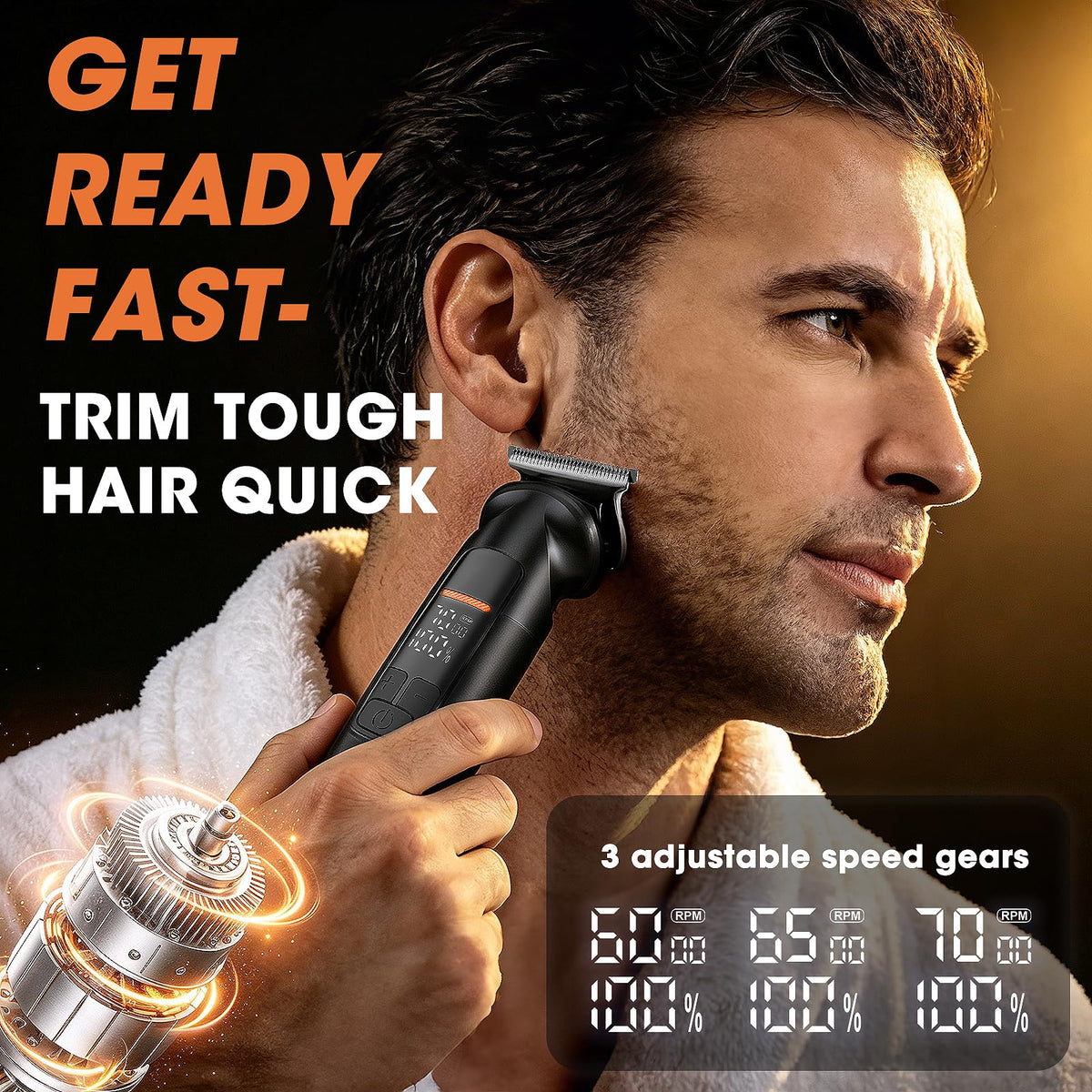 RAZOX Beard Trimmer for Men - 6 in 1 Hair Clipper & Grooming Kit, Cordless Rechargeable with LED Display, IPX6 Waterproo