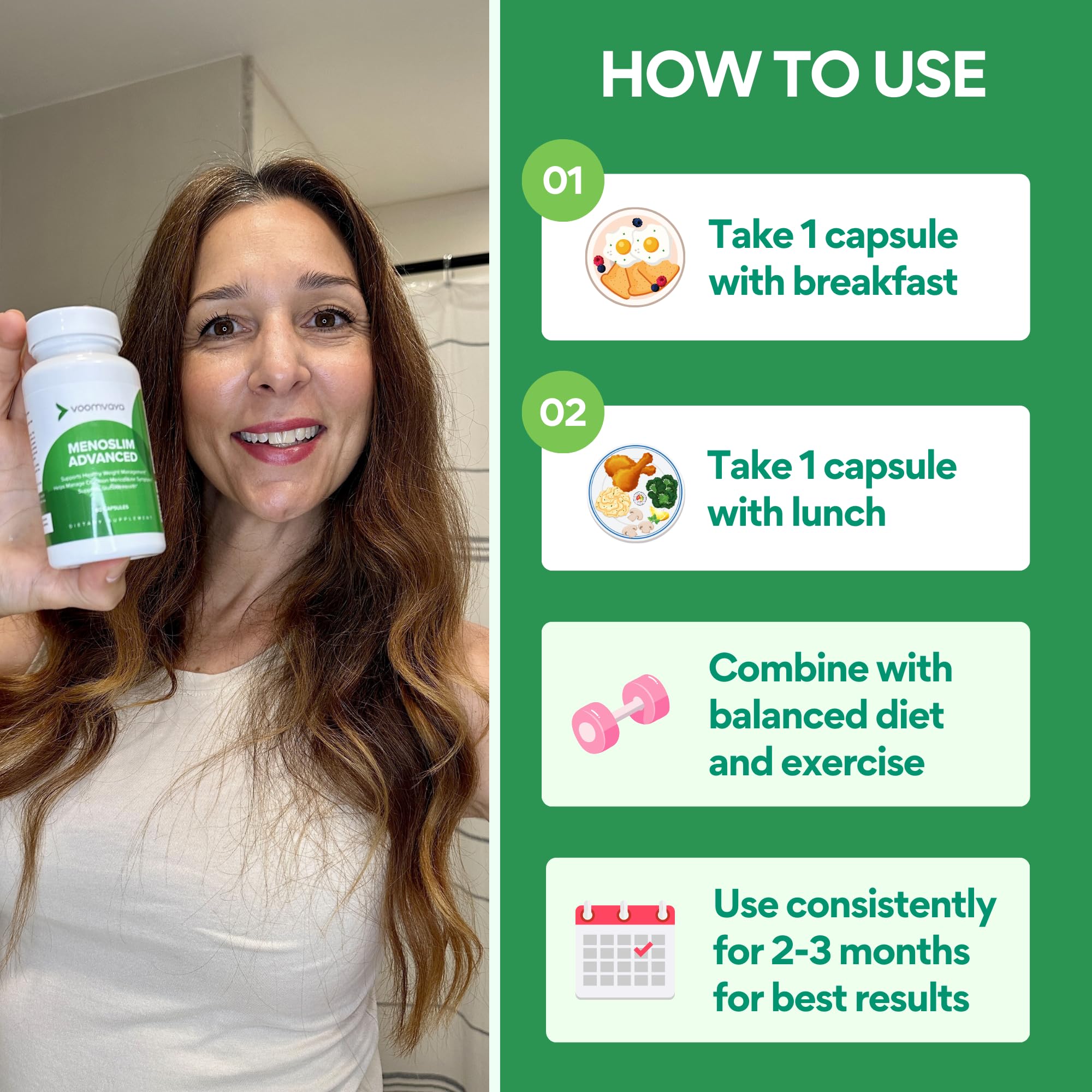 VoomVaya MenoSlim Advanced Menopause Weight Loss Supplements for Women