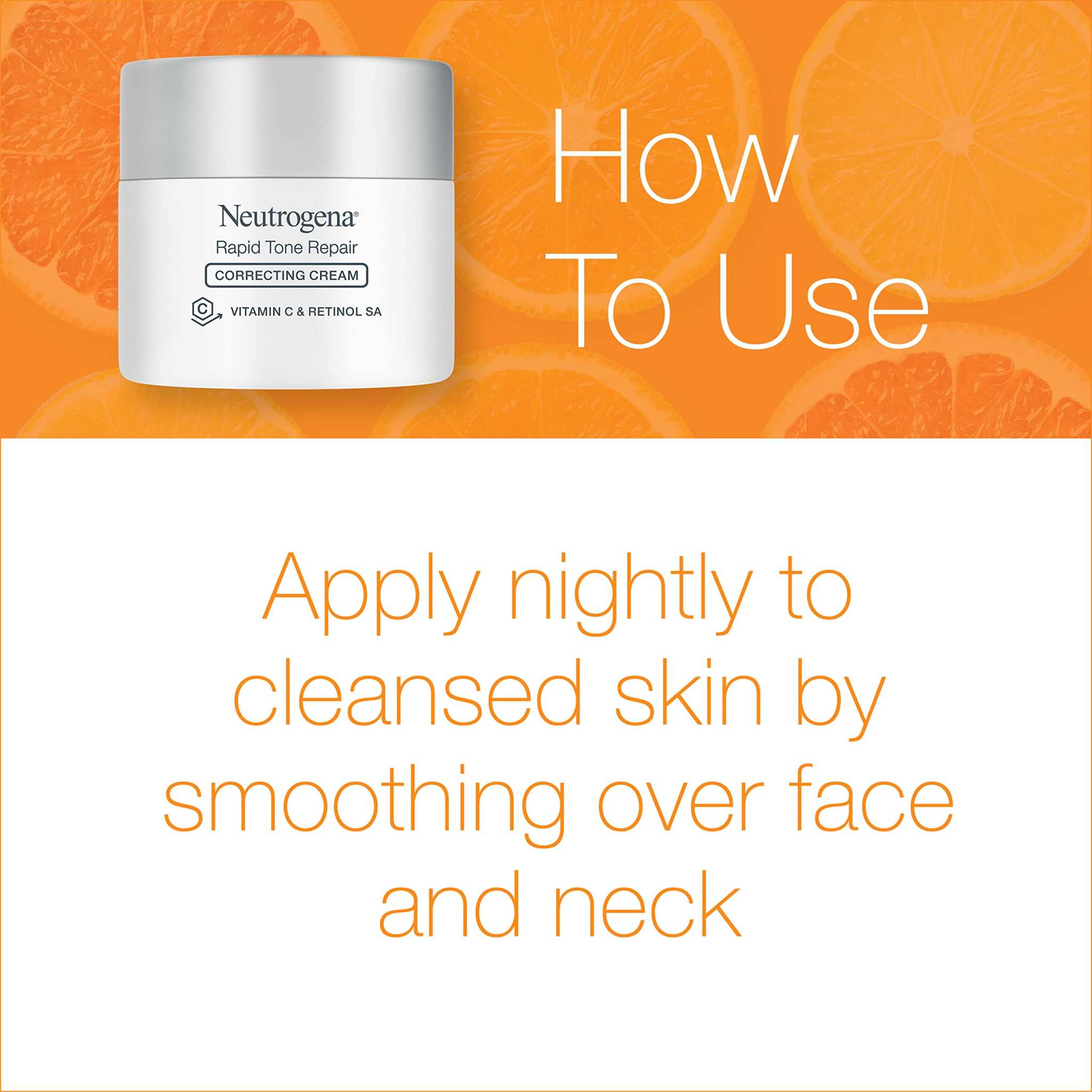 Neutrogena Rapid Tone Repair Skin Moisturizer with retinol and vitamin C in a 1.7oz jar, showing the product container.