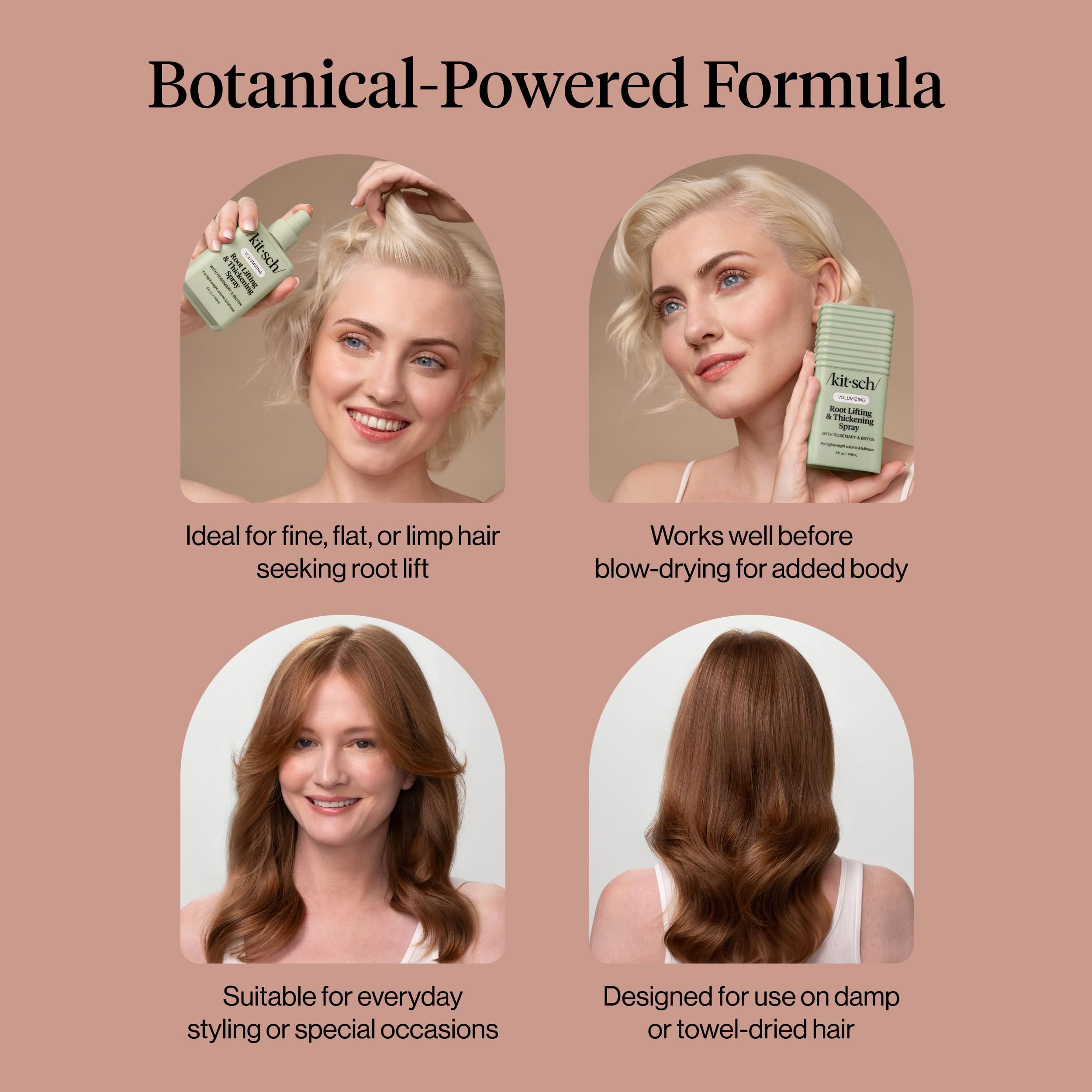 Kitsch Root Lifting & Thickening Spray 5oz bottle, showcasing hair styling product for volume and fullness.