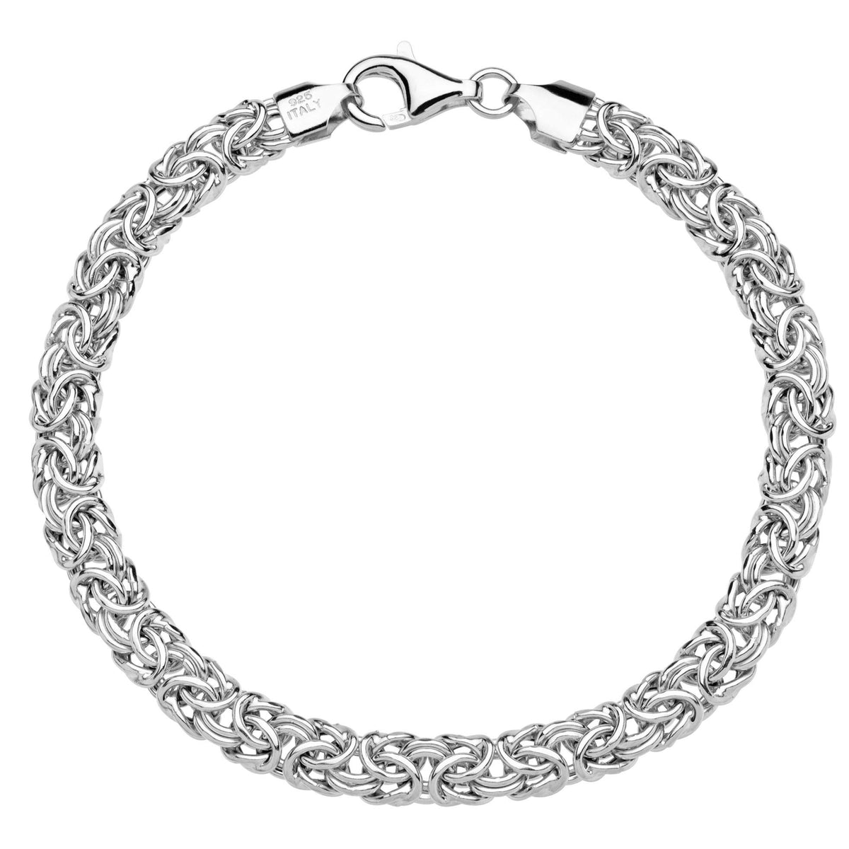 Miabella Italian 925 Sterling Silver Byzantine Bracelet for Women – close-up detail in 925 sterling silver