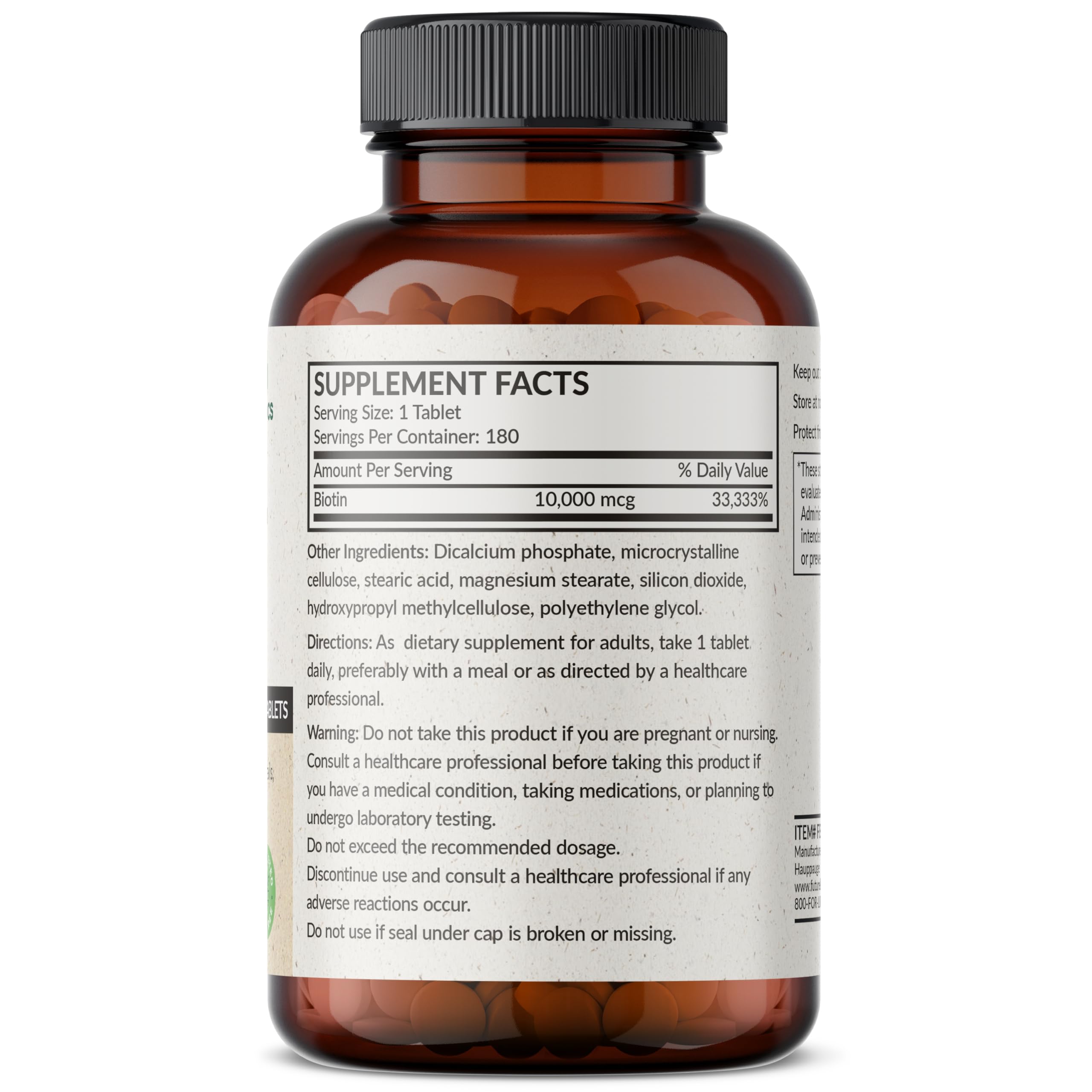 Futurebiotics Biotin 10,000 mcg Hair, Skin & Nails, 180 Vegetarian Tablets