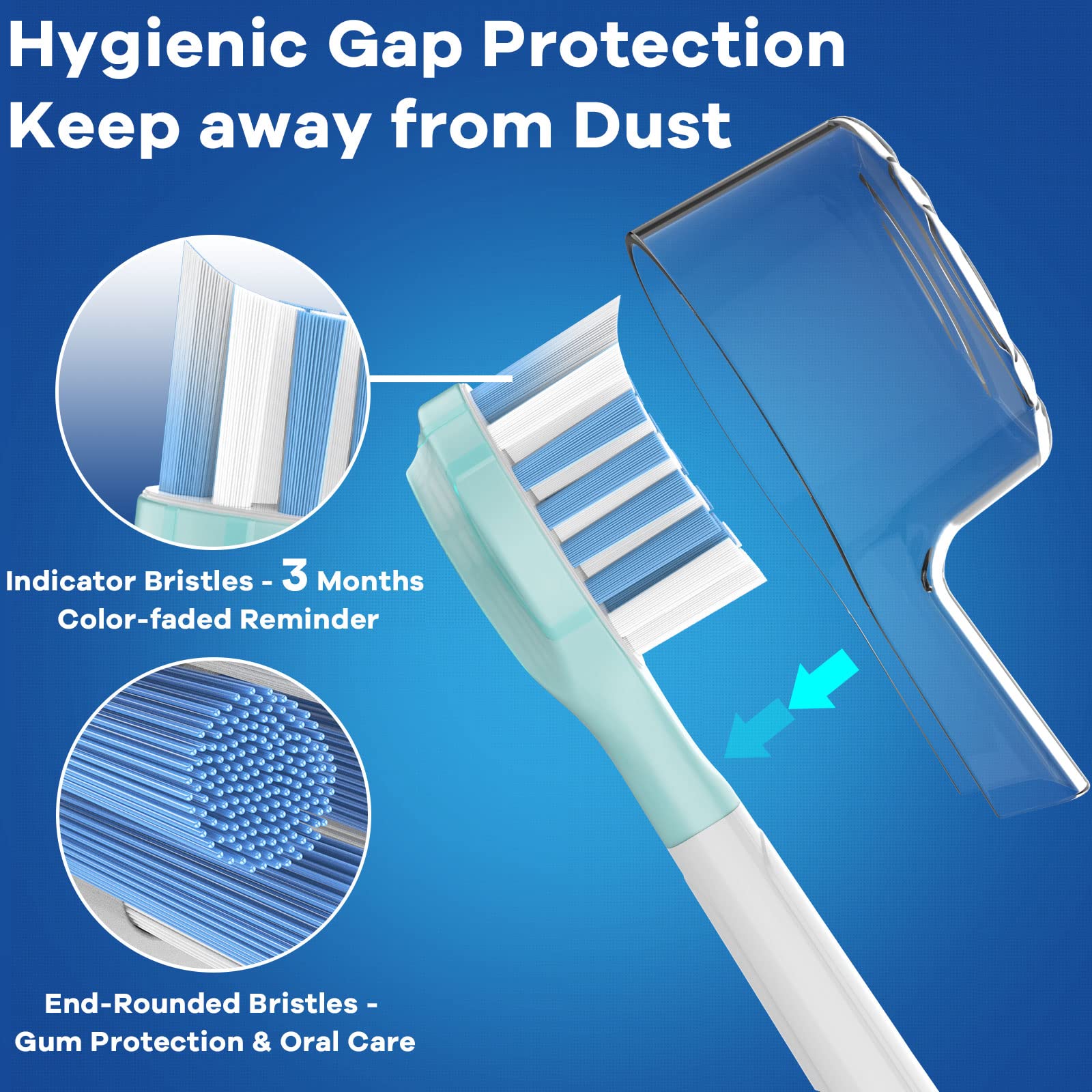 BrightDeal Sonicare replacement toothbrush heads 6-pack in white, showing close-up of soft bristle design for effective cleaning.