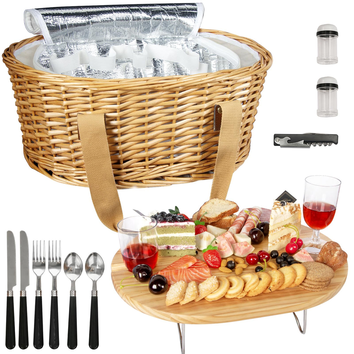 Hap Tim Wicker Picnic Basket Set for 2 with Mini Folding - Hap Tim Official Imagery - 1