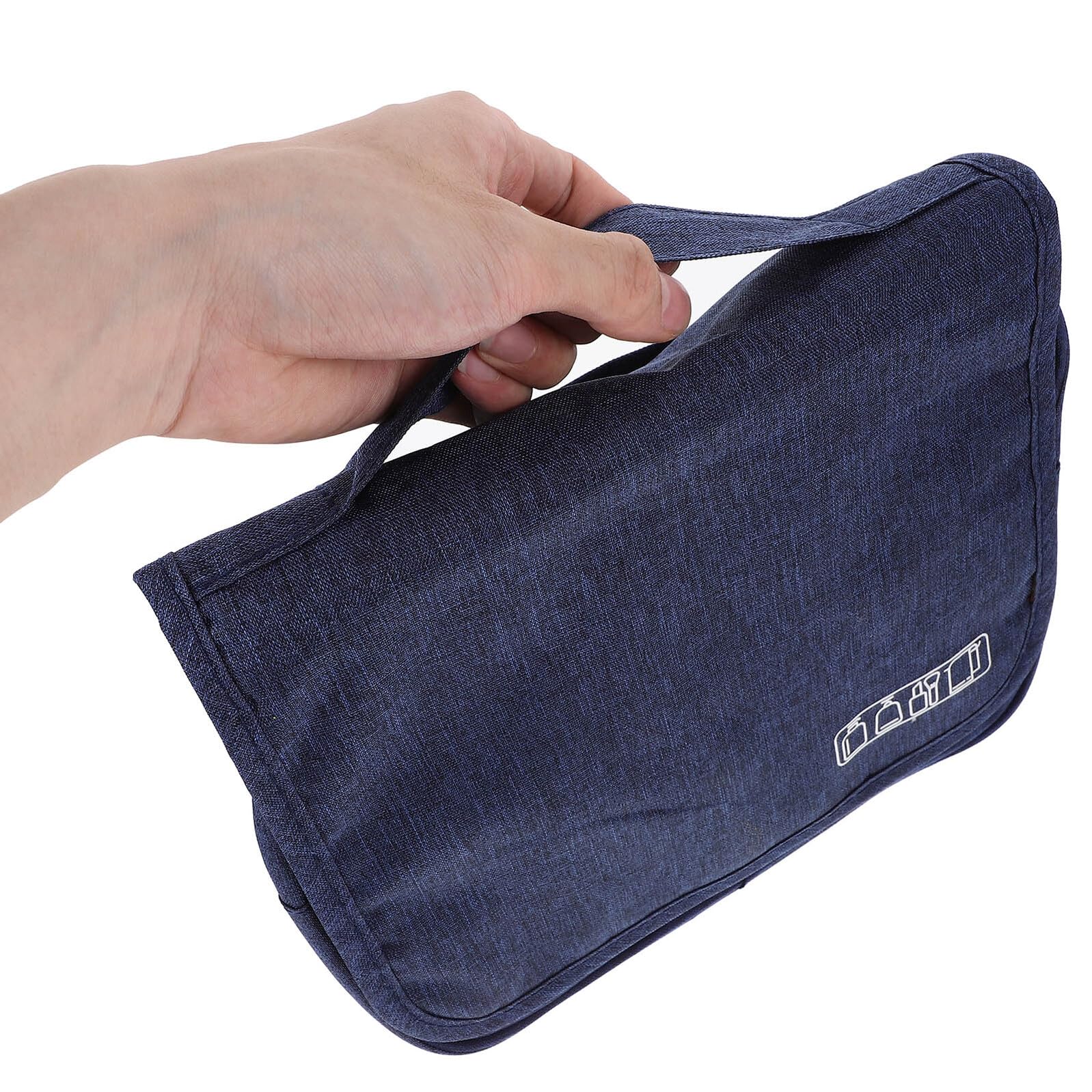 WOFASHPURET navy travel toiletry bag for women, foldable waterproof cosmetic organizer pouch with multiple compartments.