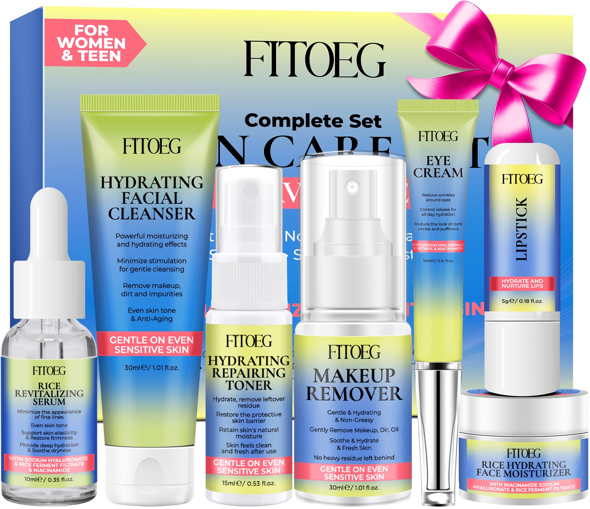 Skin Care for Teens,Gentle Hydrating Skin Care Set Kit with - Product Imagery