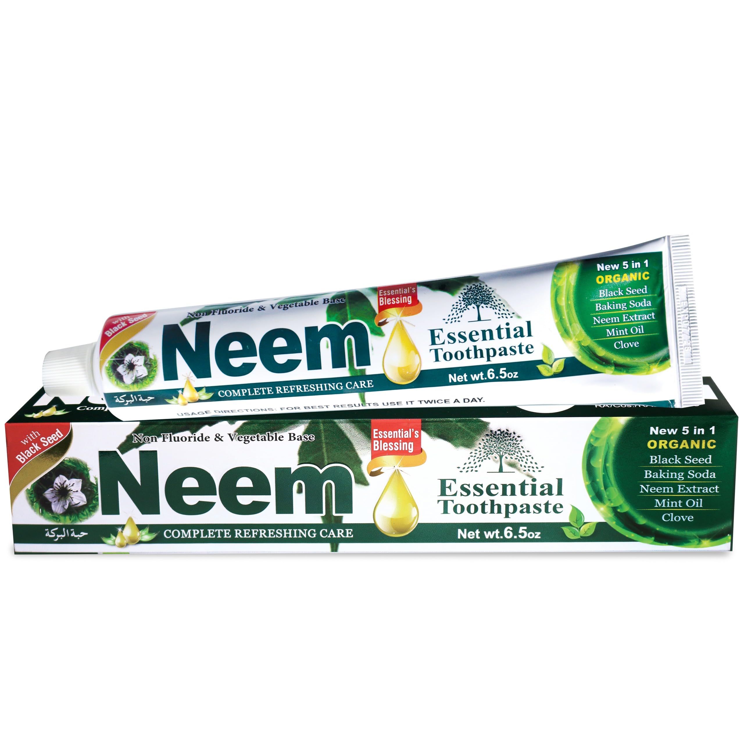 NEEM Essential Toothpaste - 6.53 oz Pack of 1 | New 5 in 1 | - Product Imagery