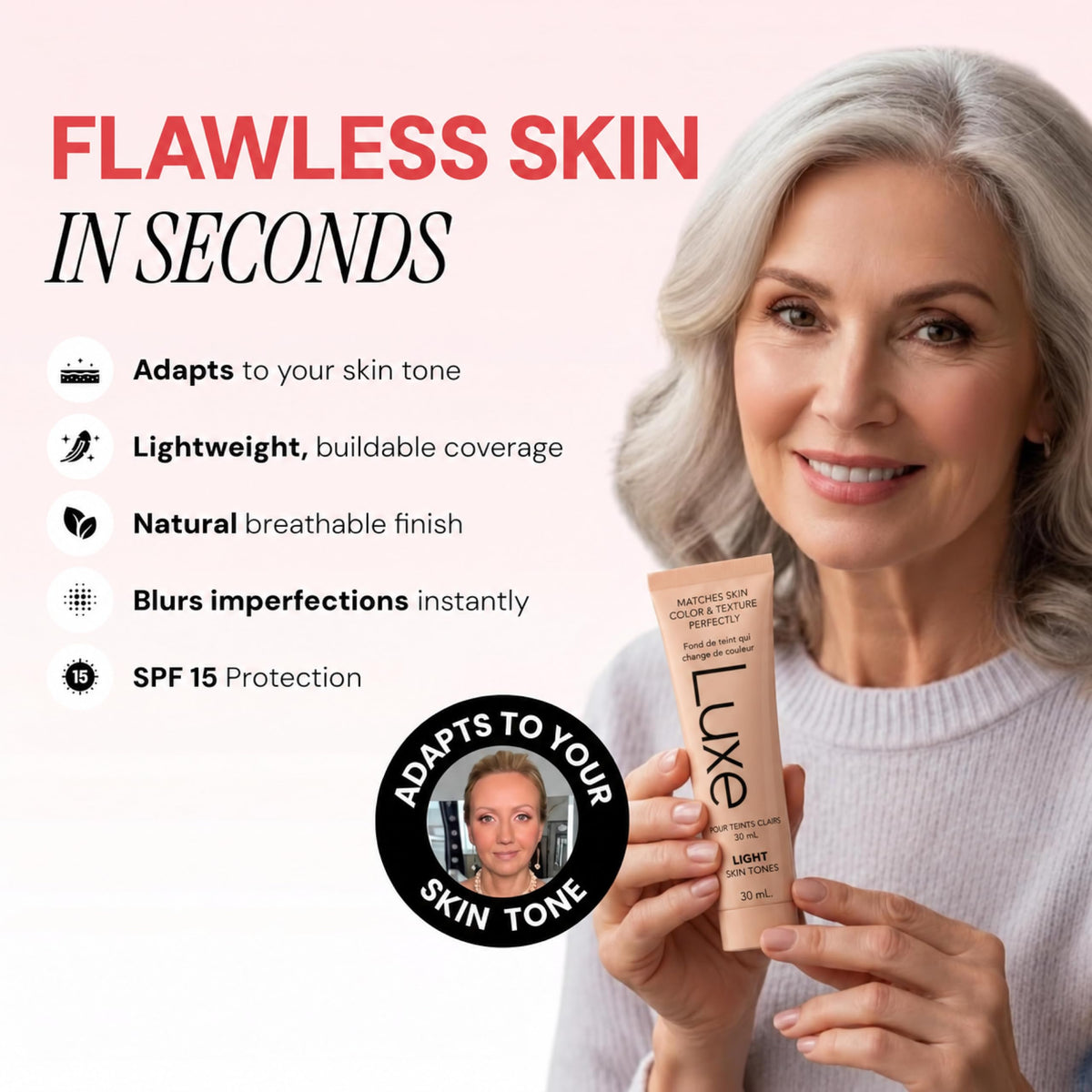 Luxe Color Changing Foundation for Mature Skin - Luxe Cosmetics Official Imagery - 8