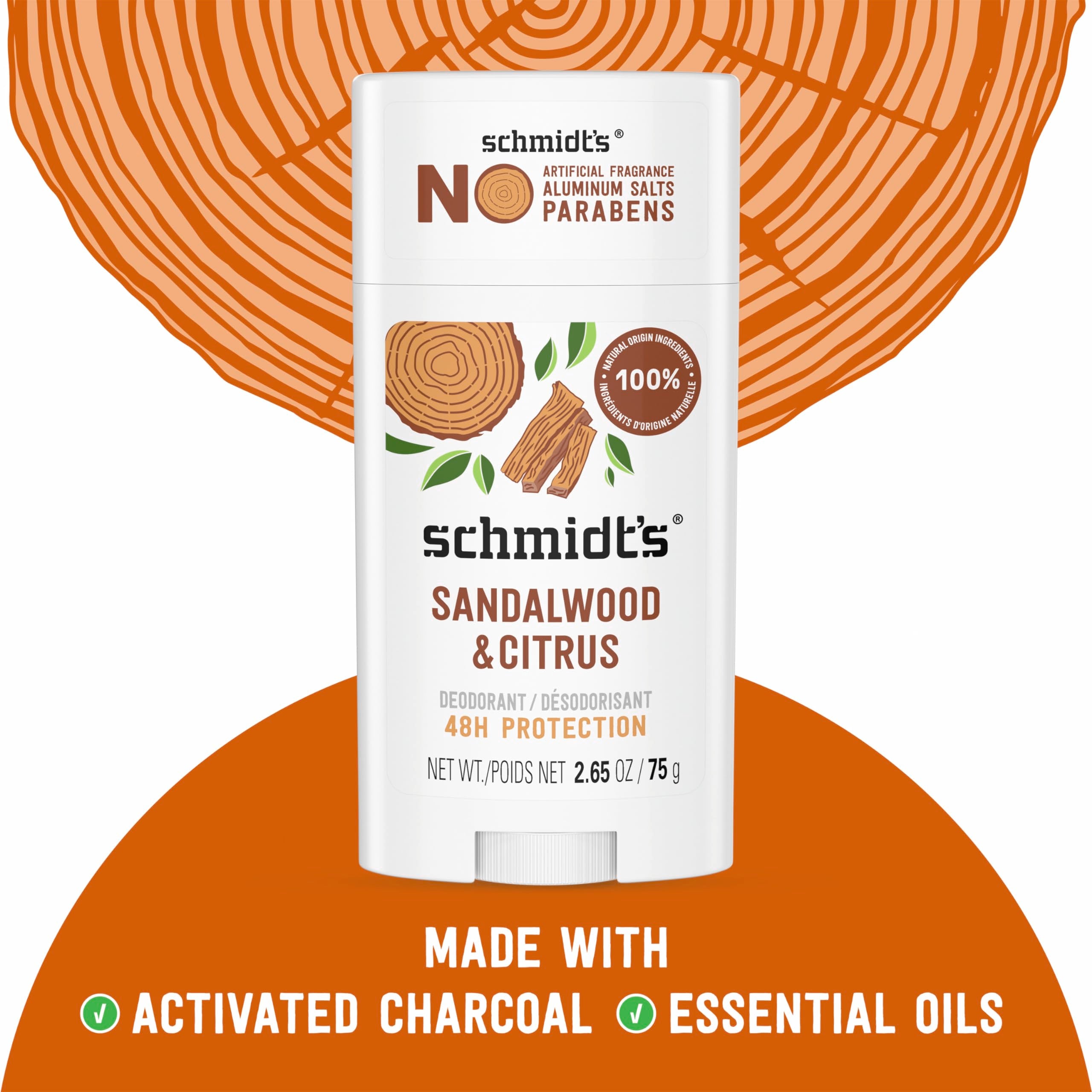 Schmidt's Natural Deodorant 2-Pack featuring Sandalwood & Citrus scents, natural body deodorant for everyday freshness.