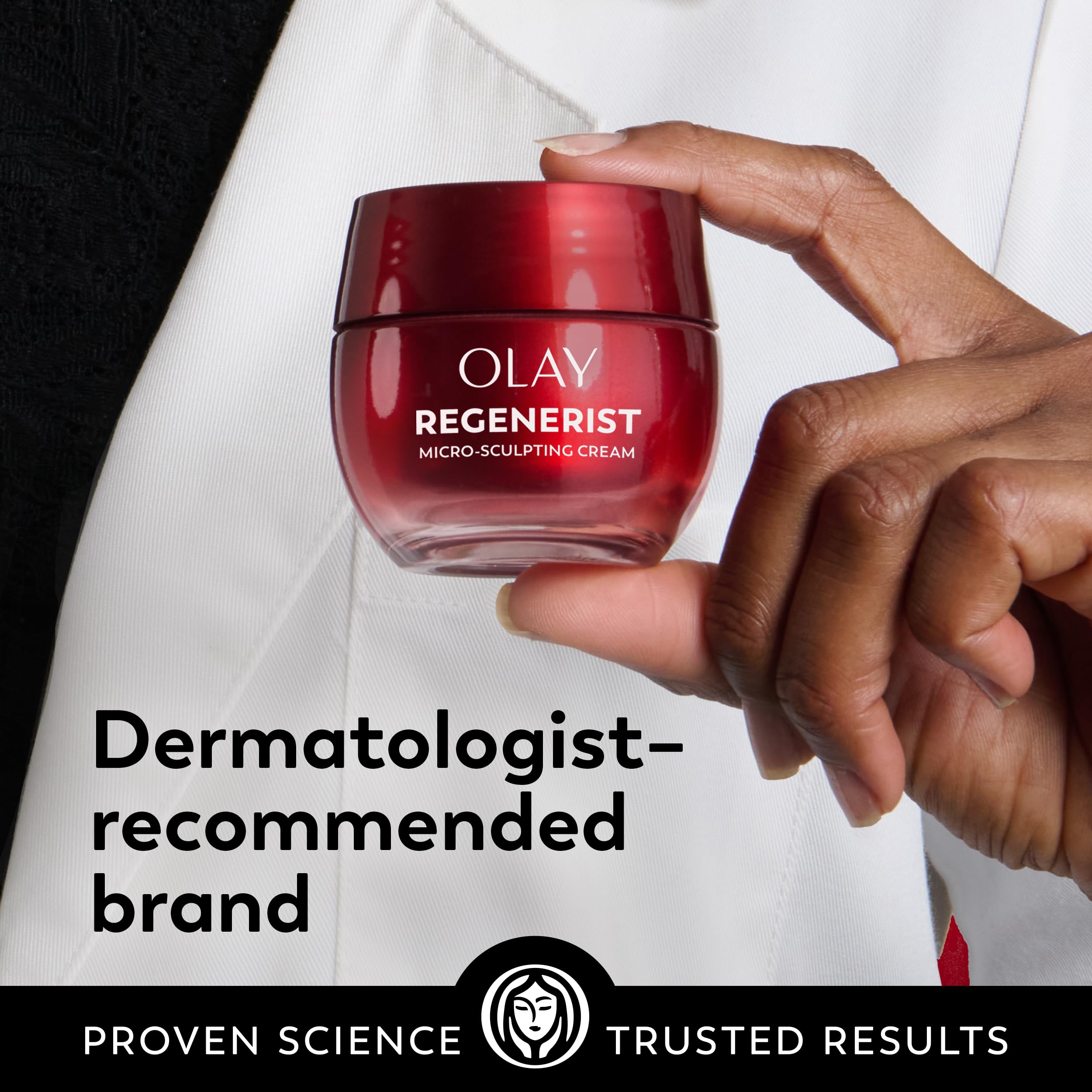 Olay Regenerist Micro-Sculpting Cream face moisturizer for women, fragrance-free with collagen, peptides, hyaluronic acid, and niacinamide.