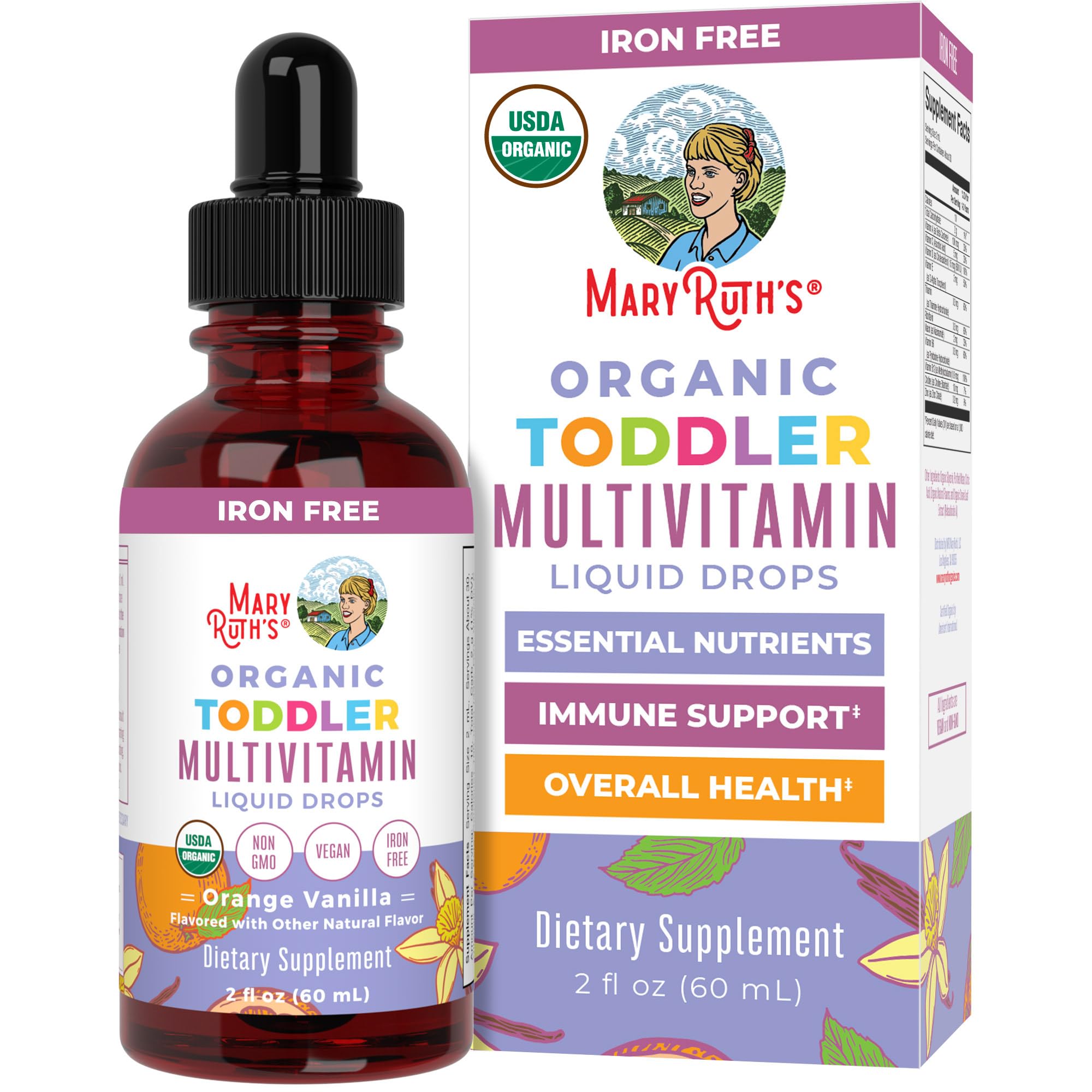 MaryRuth's Organic Toddler Multivitamin Drops,Vegan,Sugar - Product Imagery