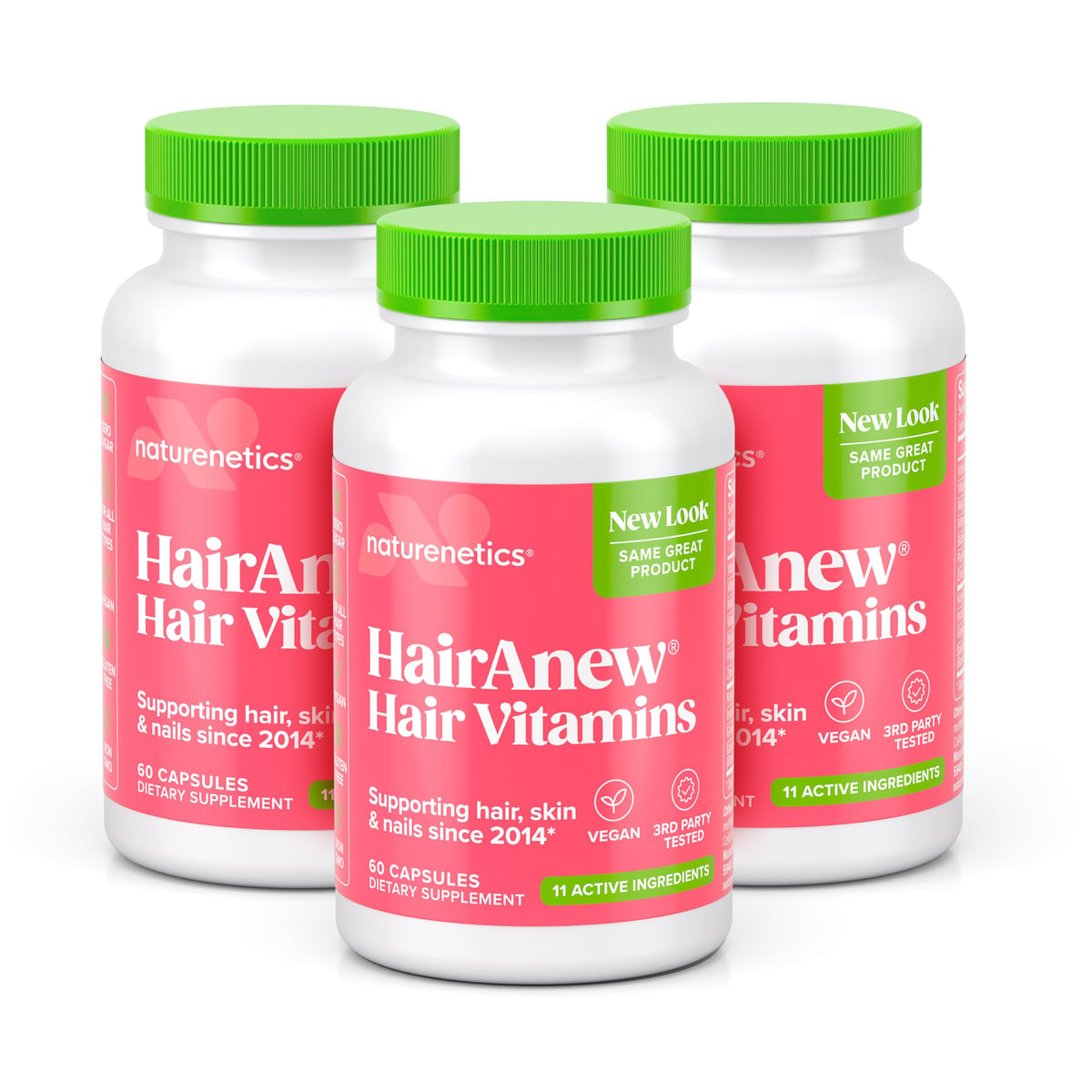 Naturenetics HairAnew Hair Growth Vitamins for Thicker Stronger Hair | Works for Women & Men All Hair Types | 11 Hair Vi