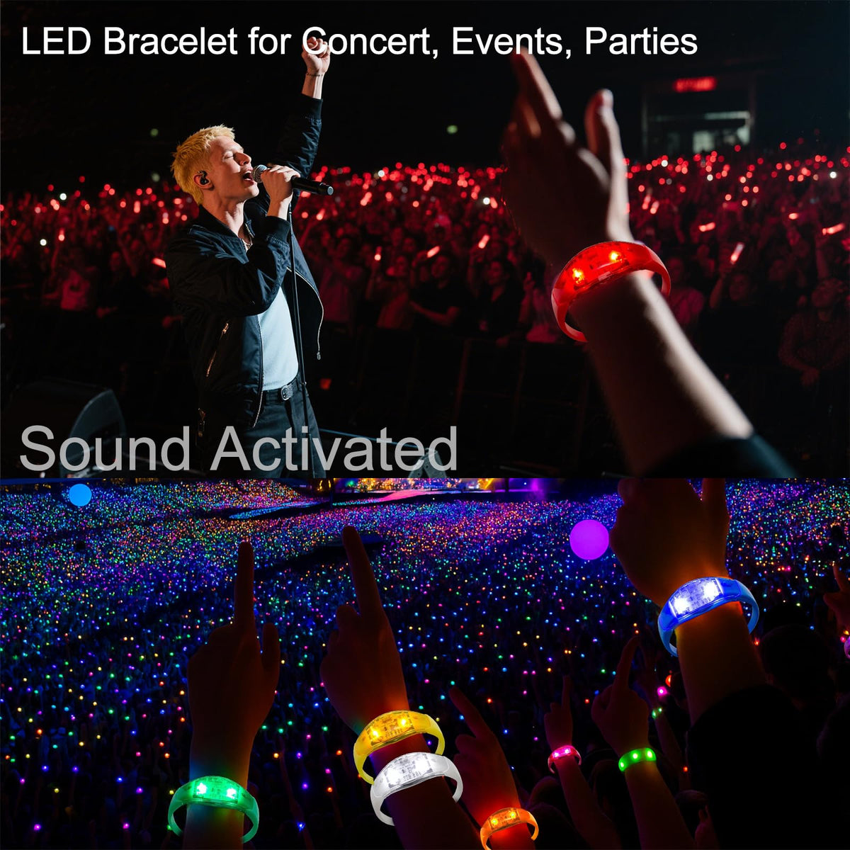 50 PCS Voice Activated Sound Control LED Flashing Bracelet - Dhseinat Official Imagery - 3