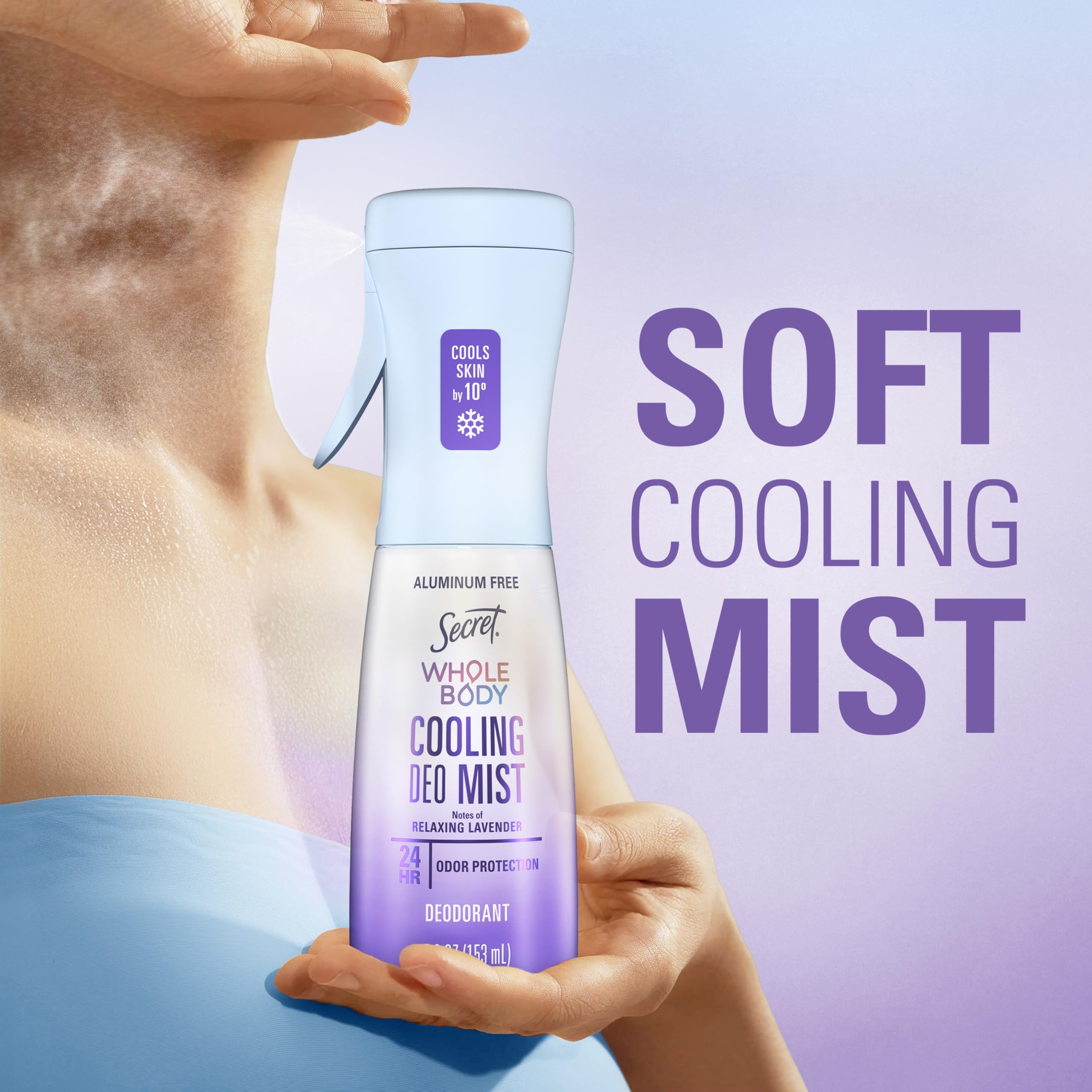 Secret Whole Body Cooling Deodorant Mist for Women in 5.2 fl oz bottle, featuring refreshing spray for all-over body freshness.