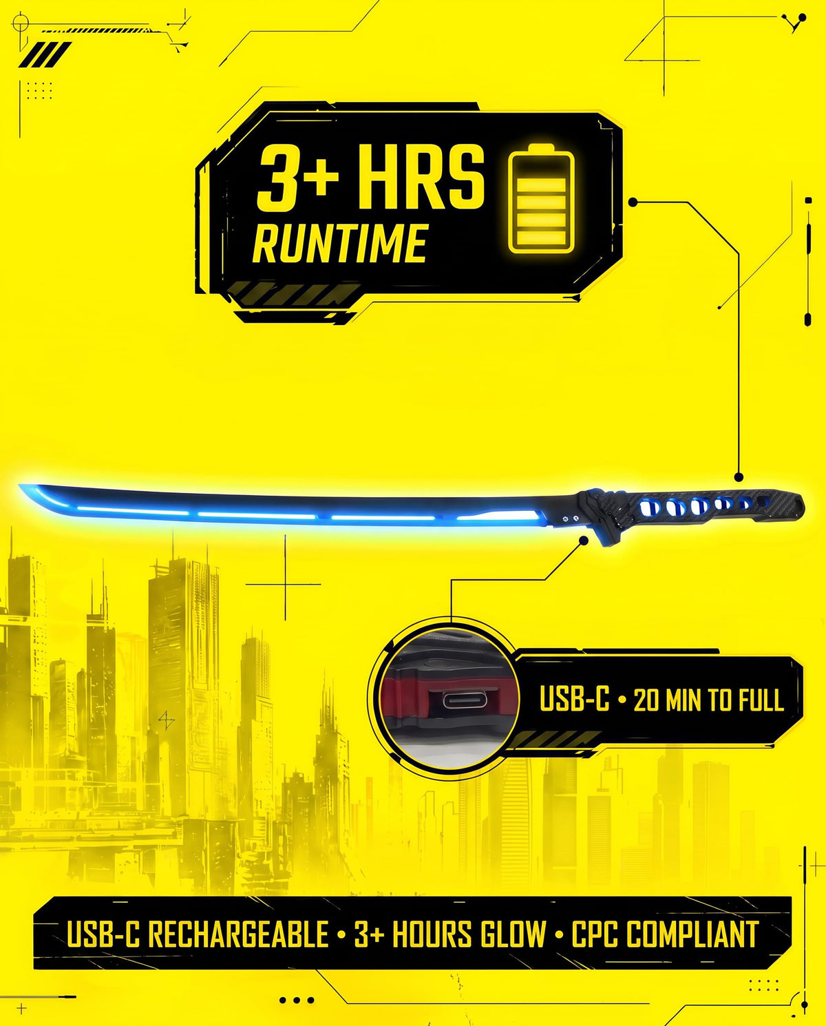 Cyberpunk Light Up Katana LED Saber Christmas Sword for - XUZ Official Imagery - 7