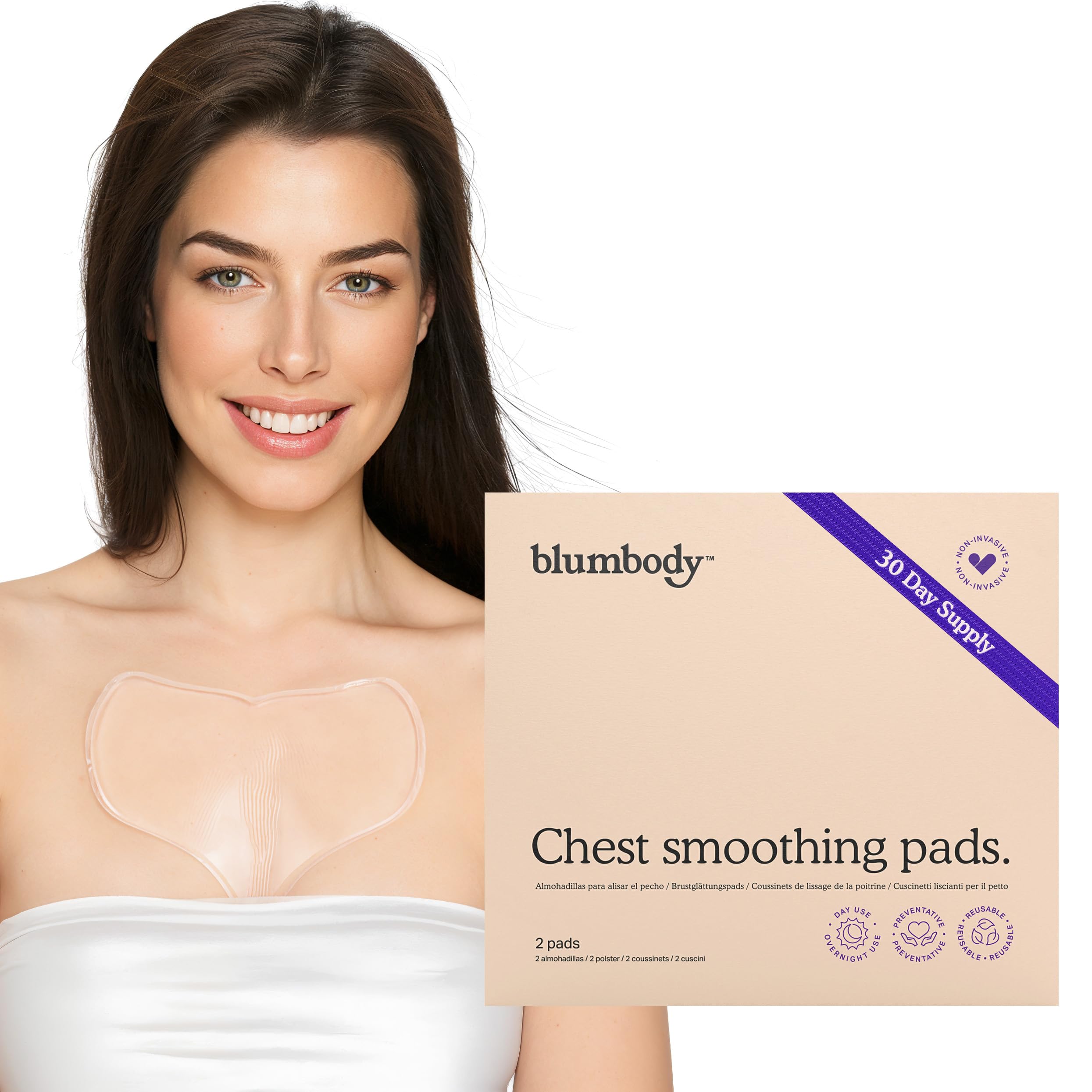 BLUMBODY Chest Wrinkle Pads – Anti-Wrinkle Silicone Patches Skin - Product Imagery