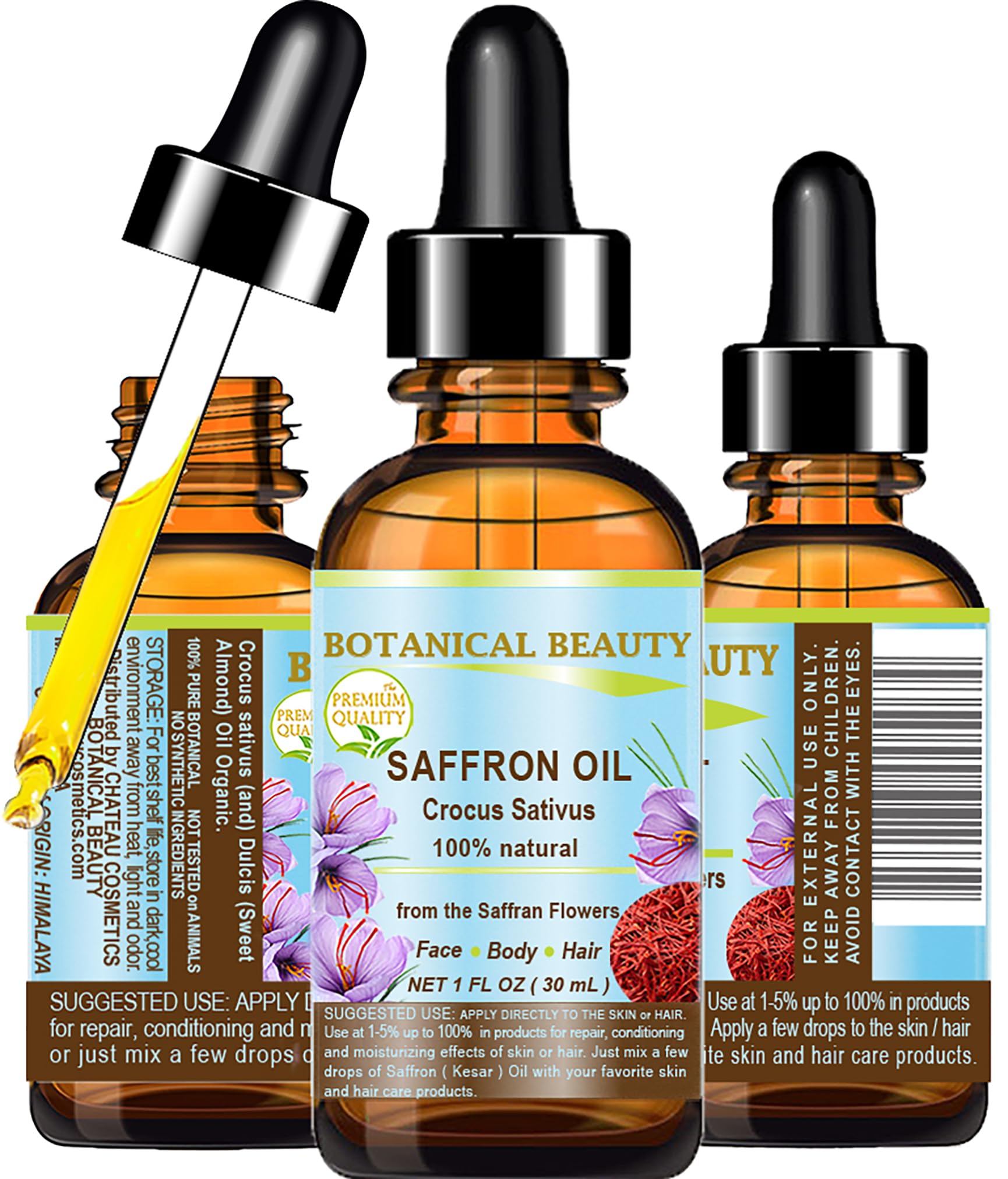 Botanical Beauty SAFFRON OIL (KESAR) Crocus Sativus 100% Natural - Product Imagery