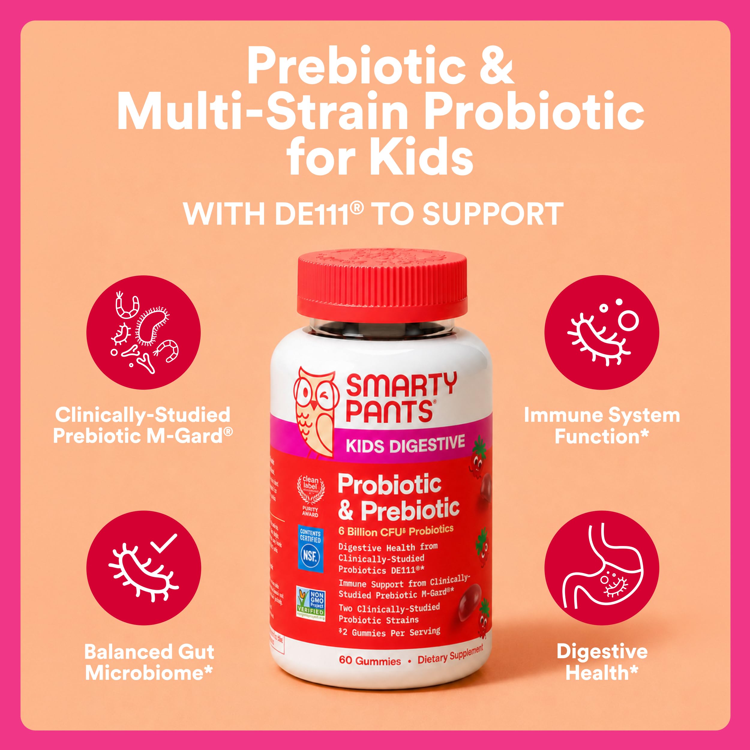 SmartyPants Kids Probiotic & Prebiotic Gummies 60 Ct