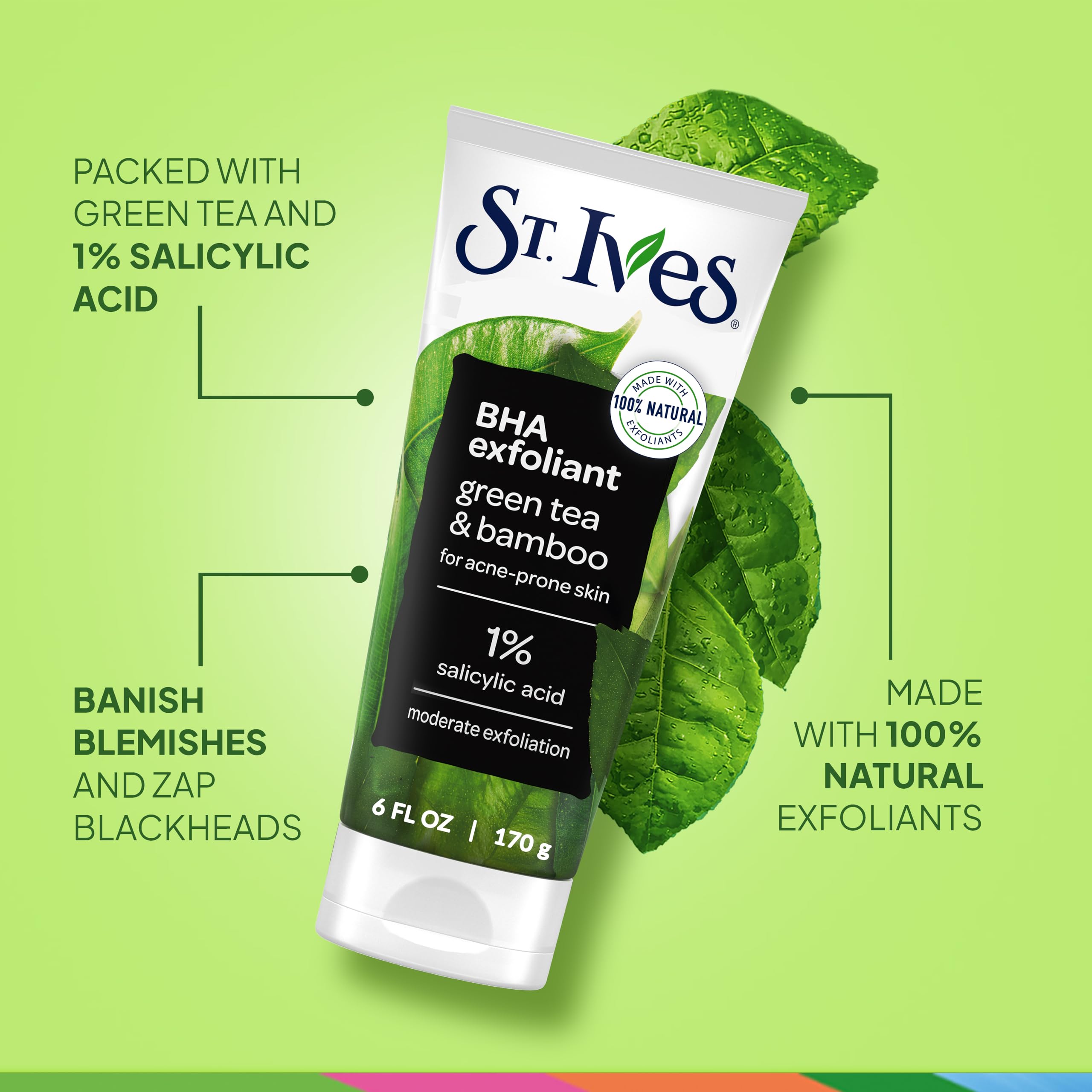 St. Ives Blackhead Clearing Face Scrub with Green Tea, 6oz, a skin exfoliant for smooth, refreshed skin.