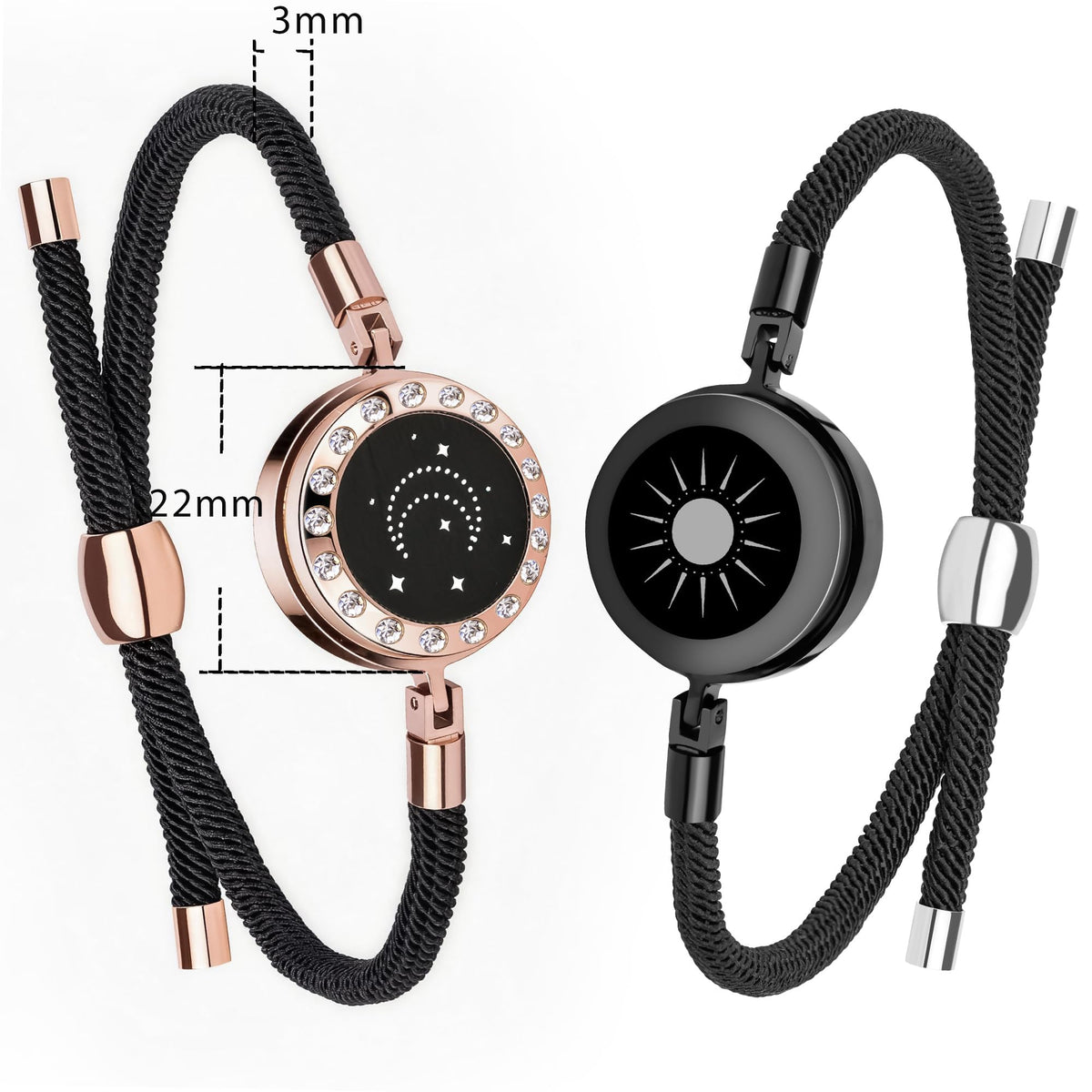 EAOYAO Long Distance Touch Bracelets, Vibration & Light up Remote Smart Matching Couples Bracelet for Couple Long Distan