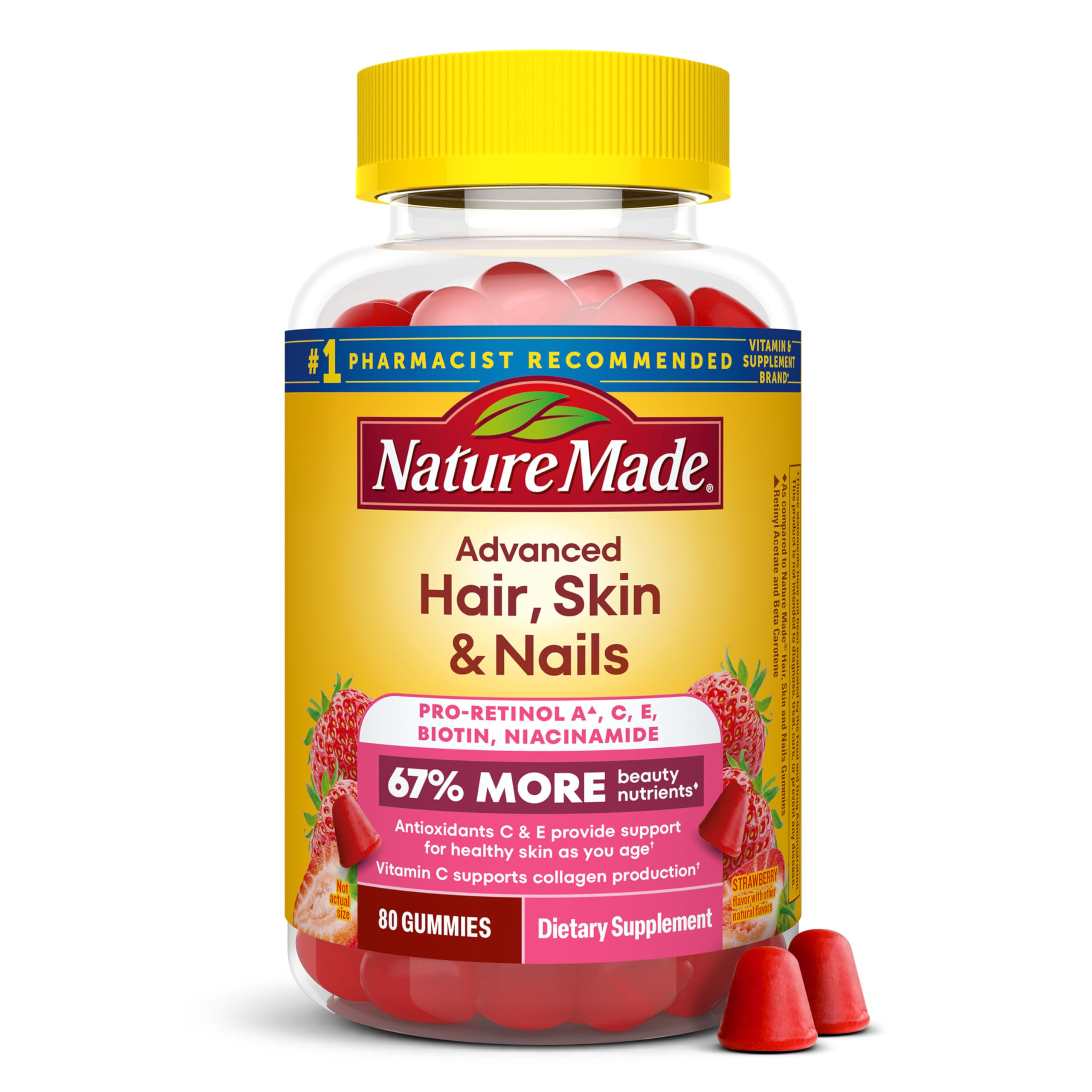 Nature Made Advanced Hair Skin and Nails Gummies, 80 Gummies