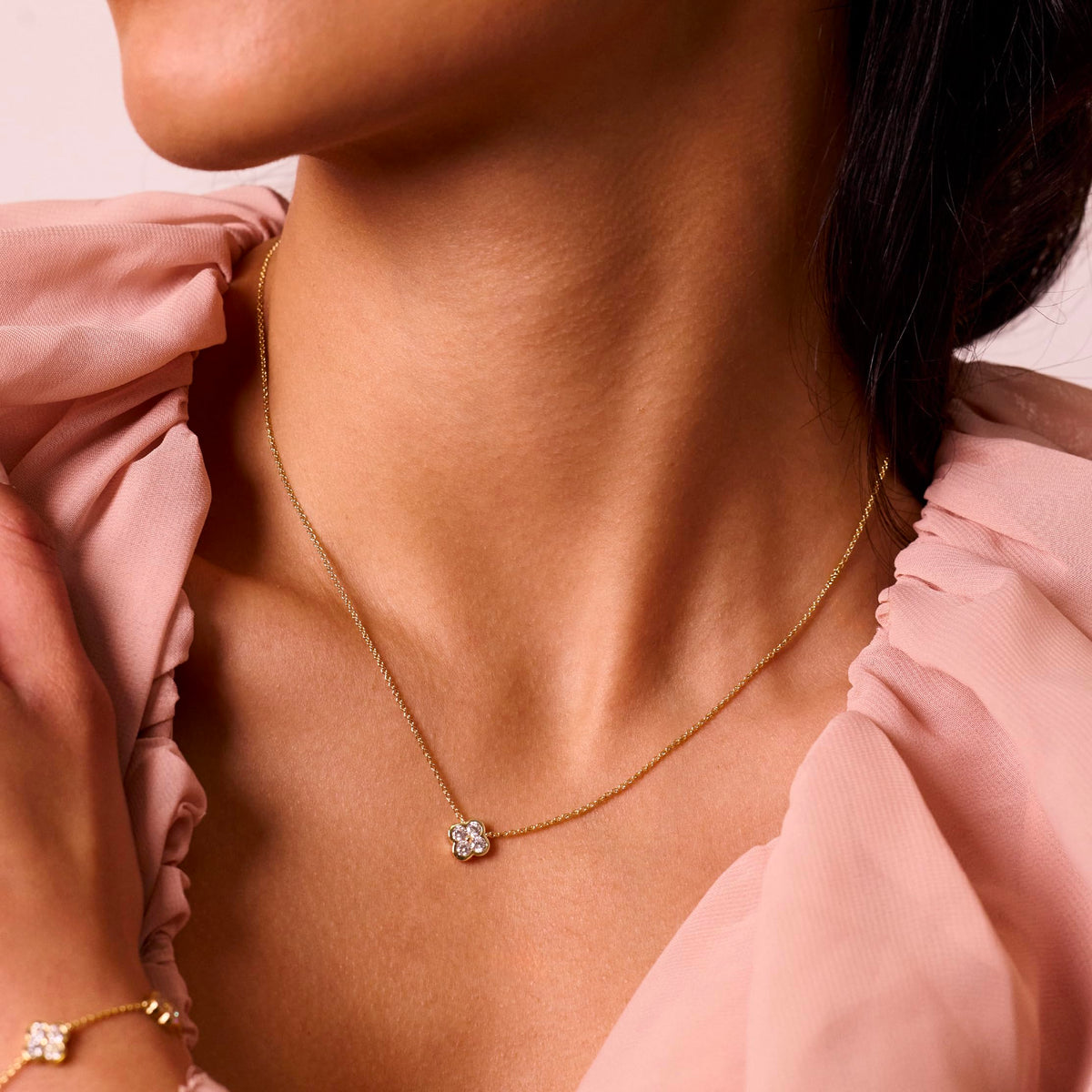 Electric Picks Camilla Clover Necklace for Women, 14k Gold Plated 4-Leaf Pendant Necklace, Designer-Inspired Lucky Charm
