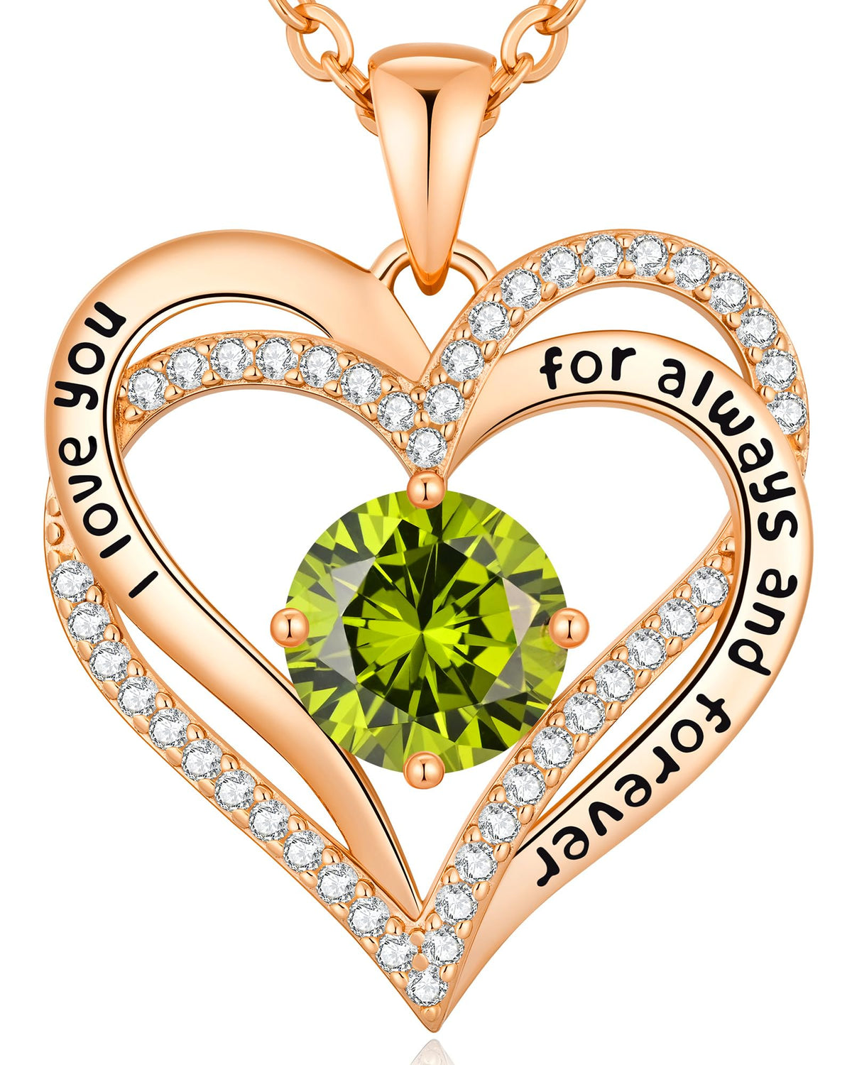 CDE 18K Rose Gold Heart Pendant Necklaces Gift, Birthstone Jewelry Gift – product photo (Pendant Necklaces)