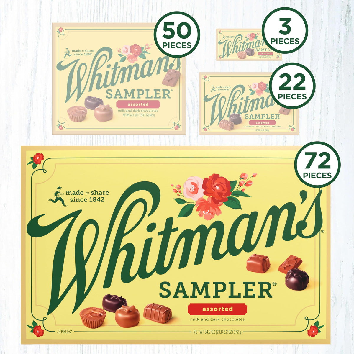 WHITMAN S SAMPLER Assorted Milk Dark Chocolate Candy Gift - Premium Selection Official Imagery - 6