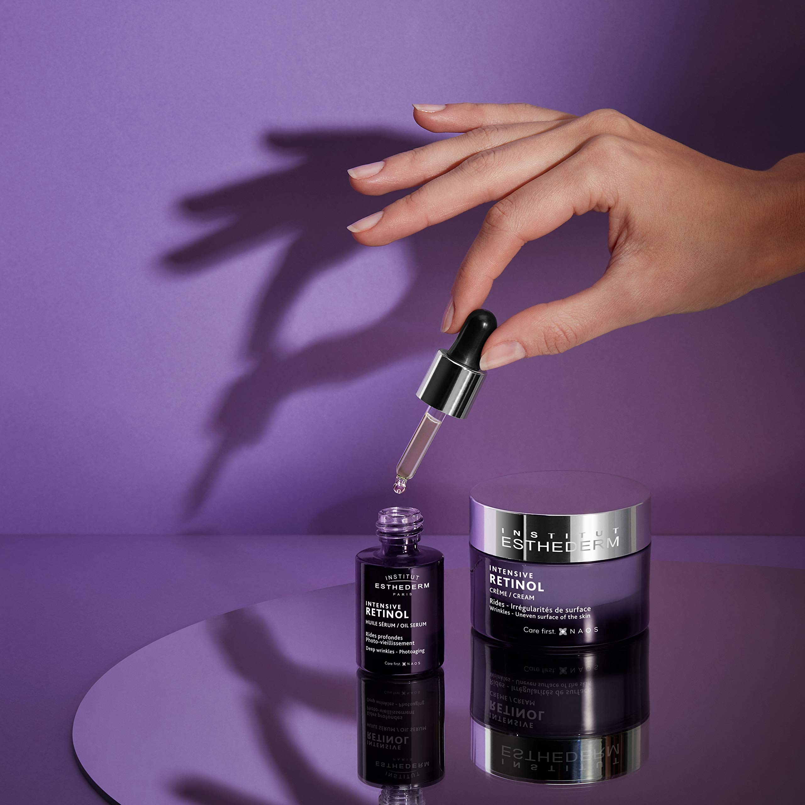 Institut Esthederm Intensive Retinol Cream face and neck moisturizer in a jar, designed for skin renewal and hydration.